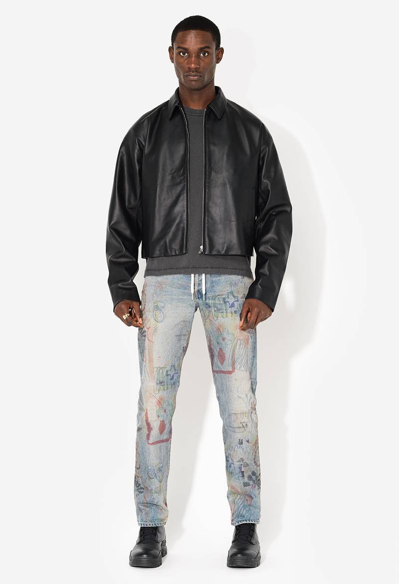 John Elliott LEATHER CROPPED ZIP JACKET outlook