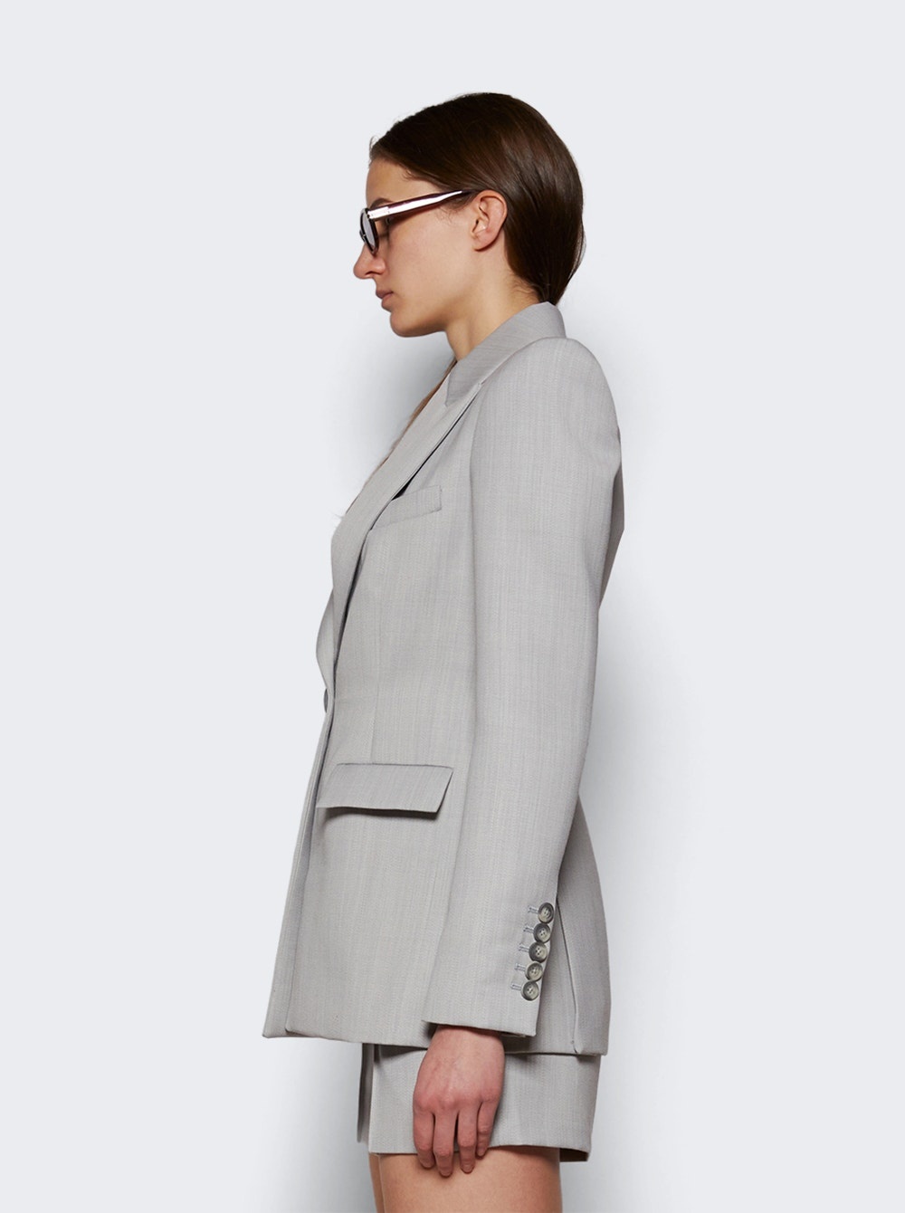 Single Breasted Fitted Blazer Dove Grey - 4