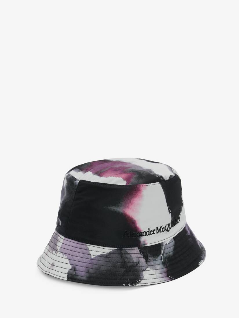 Women's Watercolour Graffiti Seal Logo Reversible Bucket Hat in Black/multicolour - 2