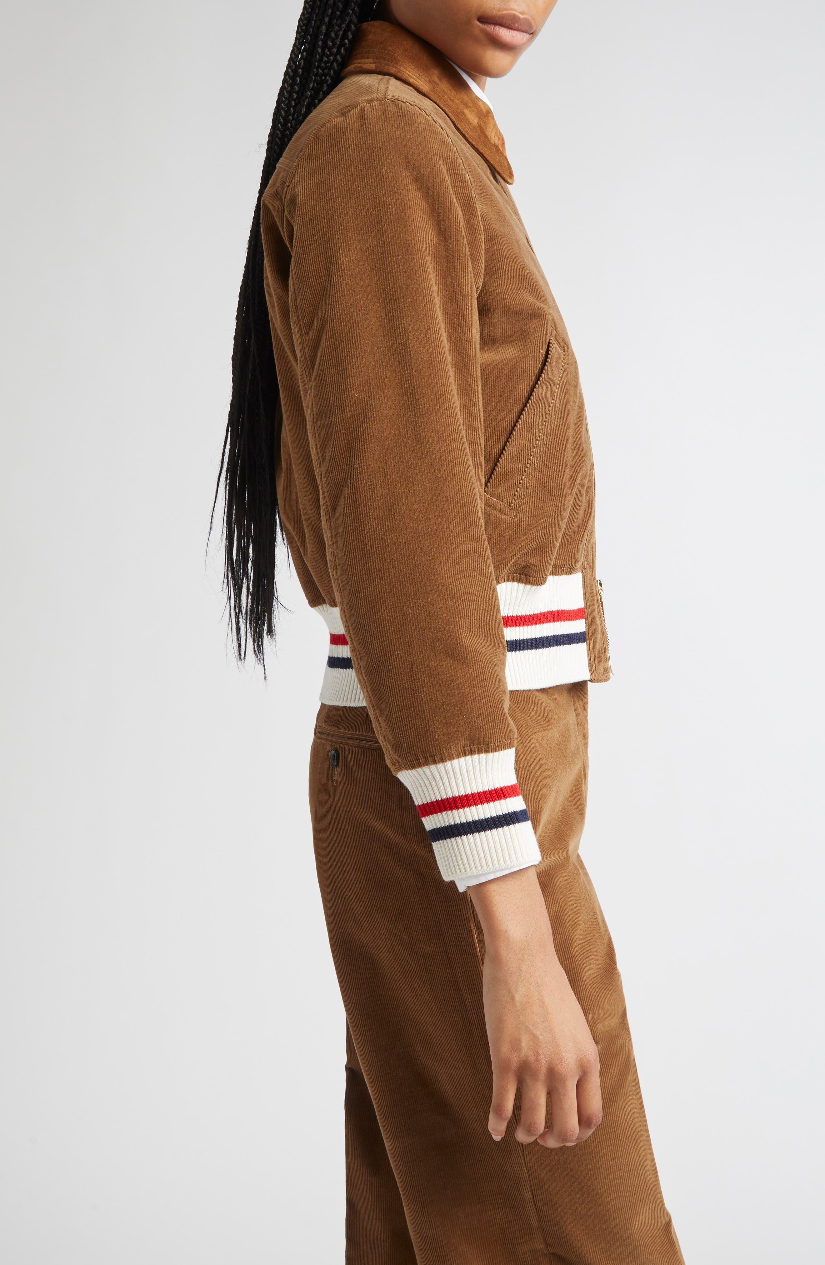 Thom Browne Corduroy Crop Down Bomber Jacket at Nordstrom - 4