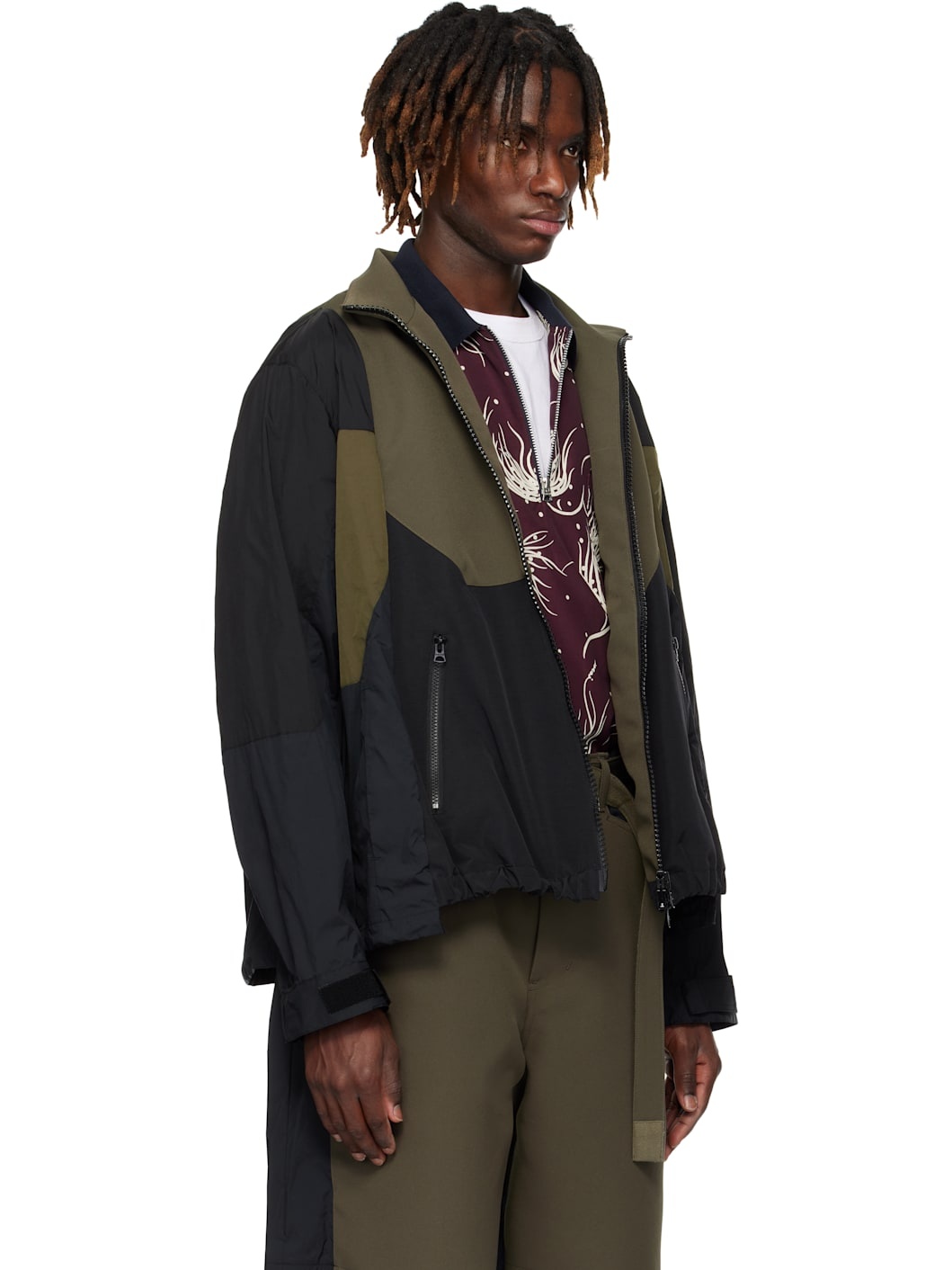 Khaki & Navy Matelasse Twill Mix Jacket - 2