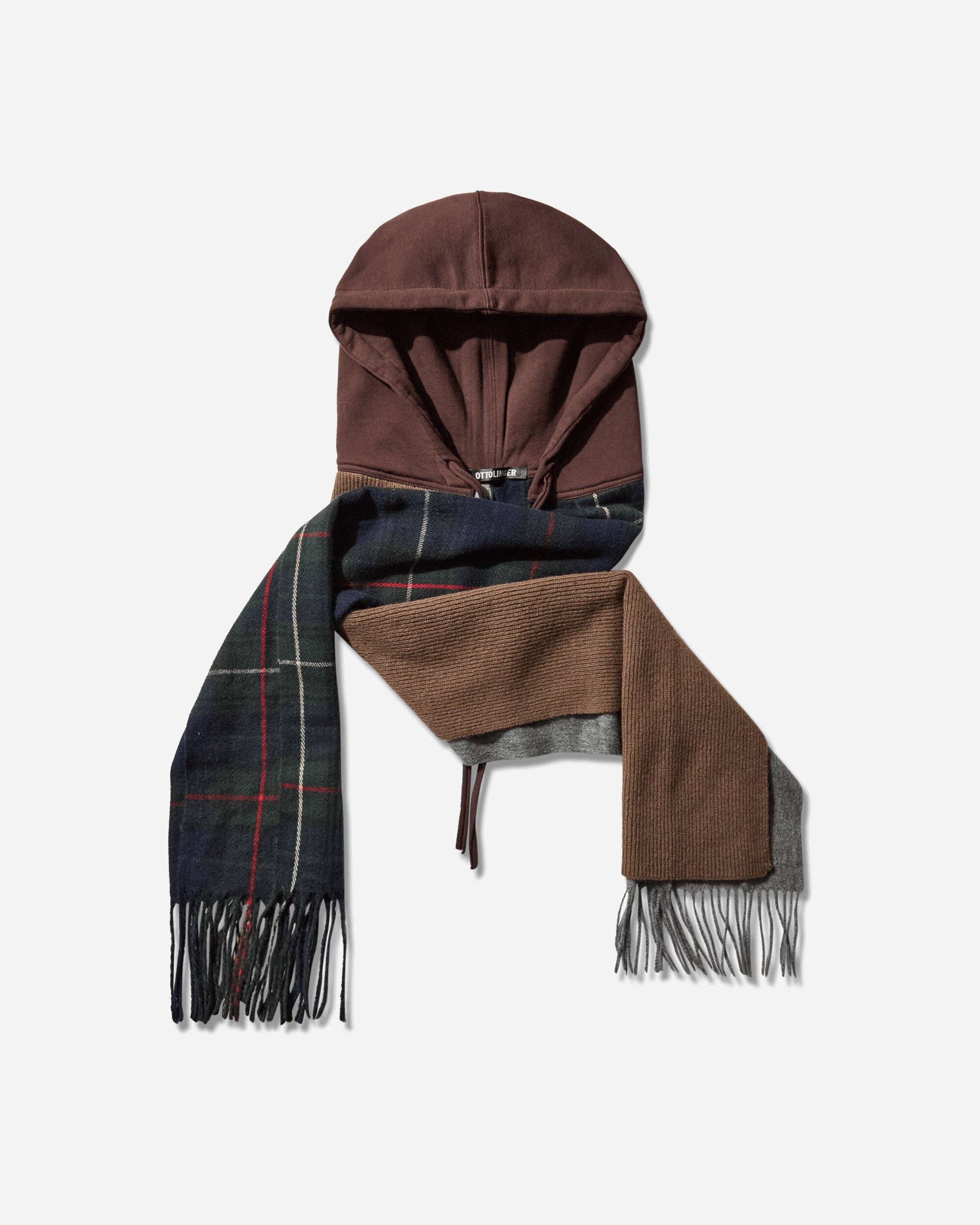 Deconstructed Hoodie Scarf Brown / Grey - 2