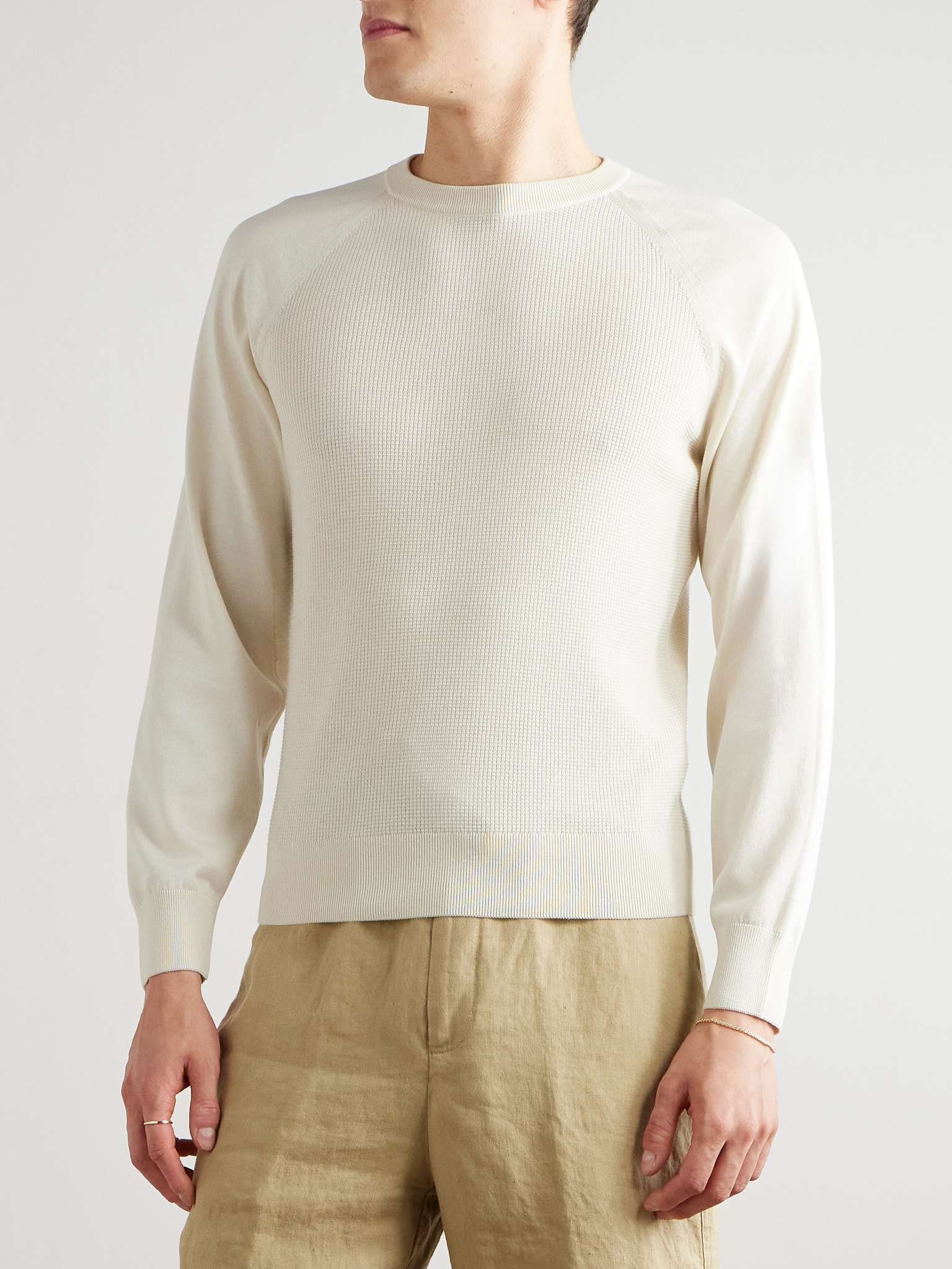 Waffle-Knit Cotton and Silk-Blend Sweatshirt - 3
