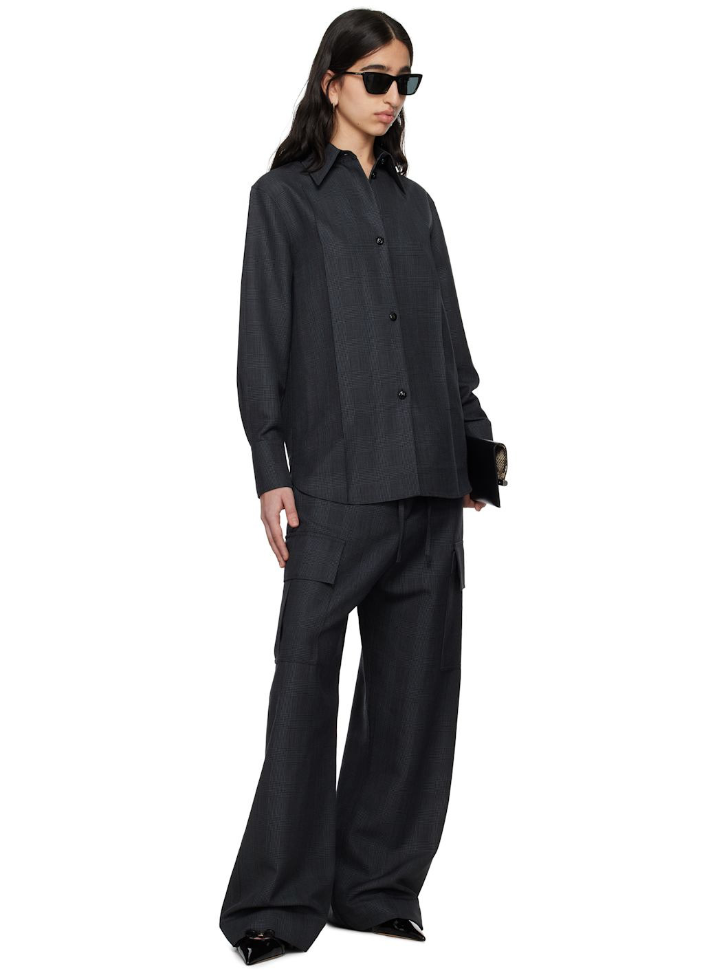 Gray Prince Of Wales Cargo Trousers - 4