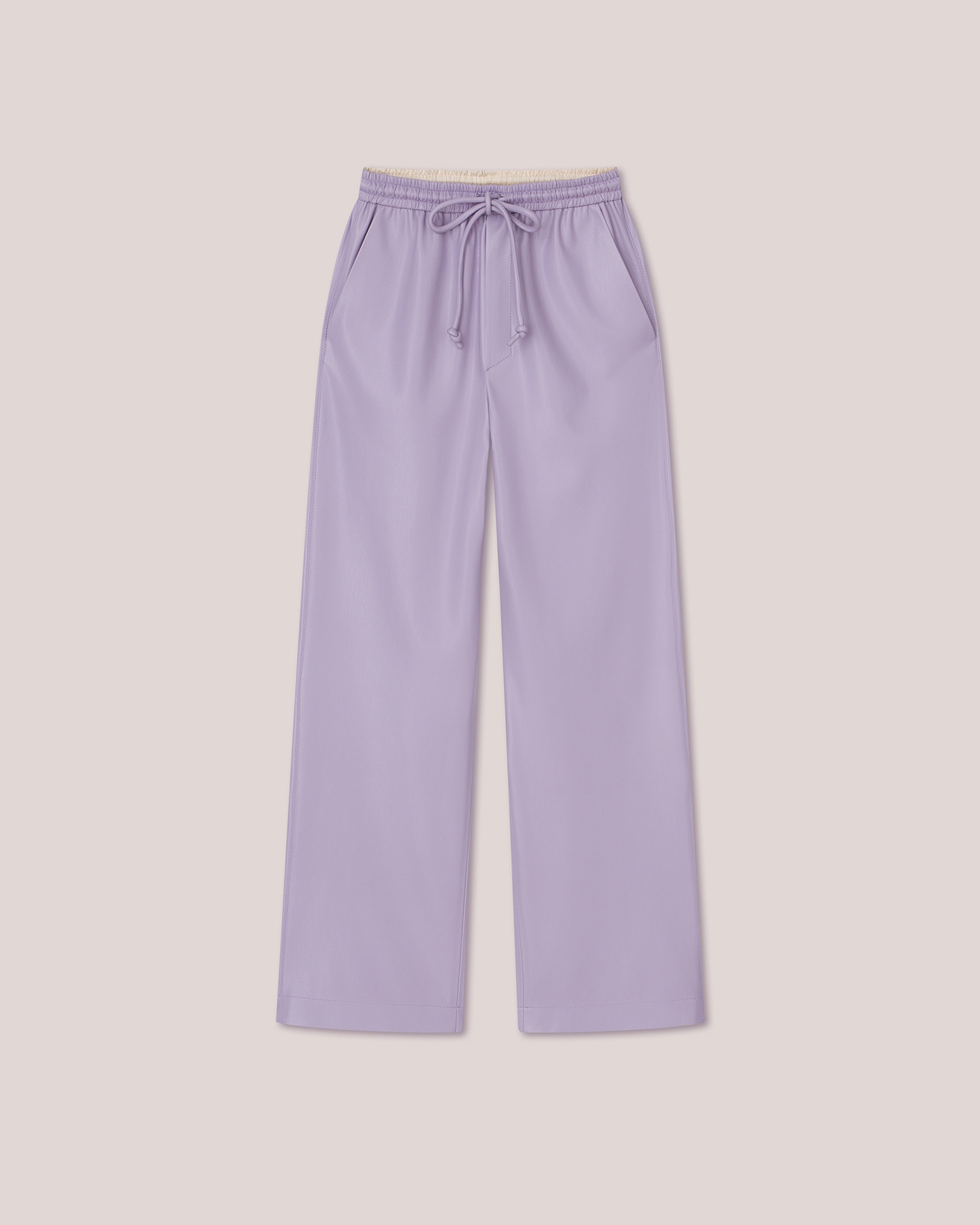 CALIE - OKOBOR™ alt-leather drawstring waist trousers - Lilac - 1