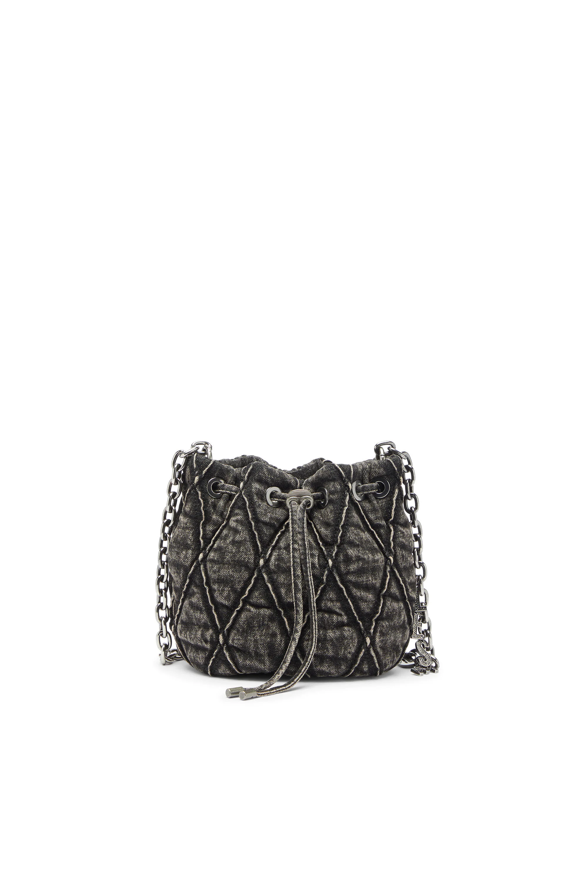 CHARM-D - BUCKET BAG IN ACID-WASH QUILTED DENIM - 1