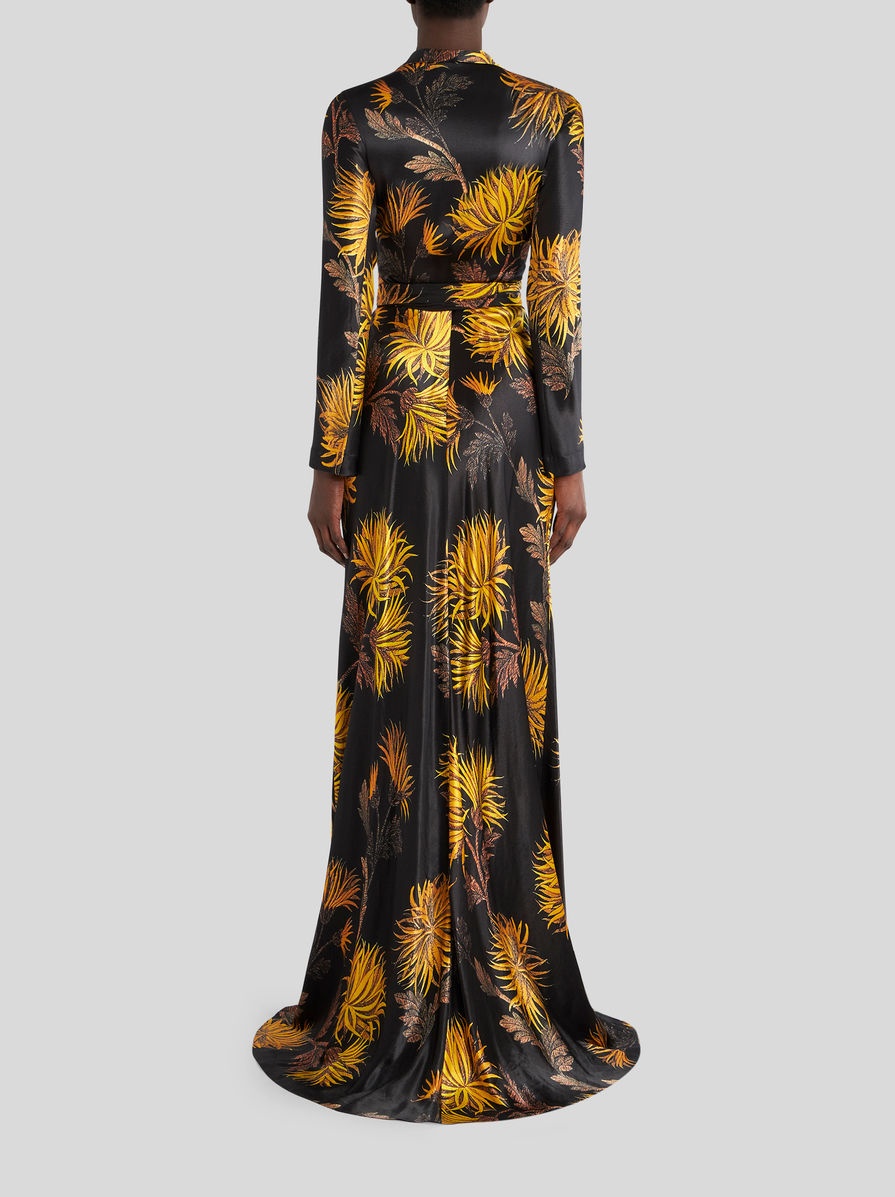 LONG WRAP DRESS WITH DAHLIAS - 4