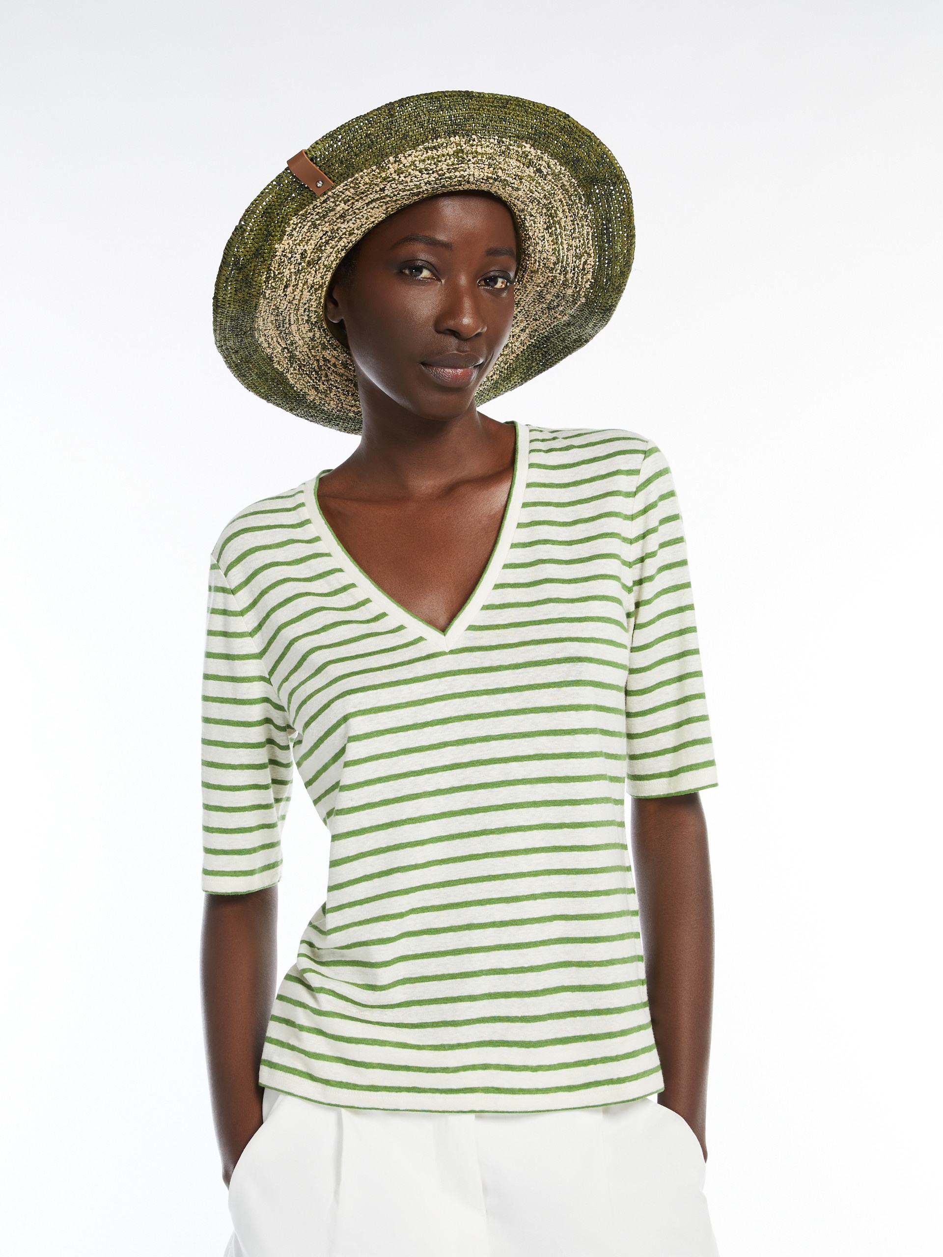 OPZIONE Stretch linen jersey T-shirt - 5