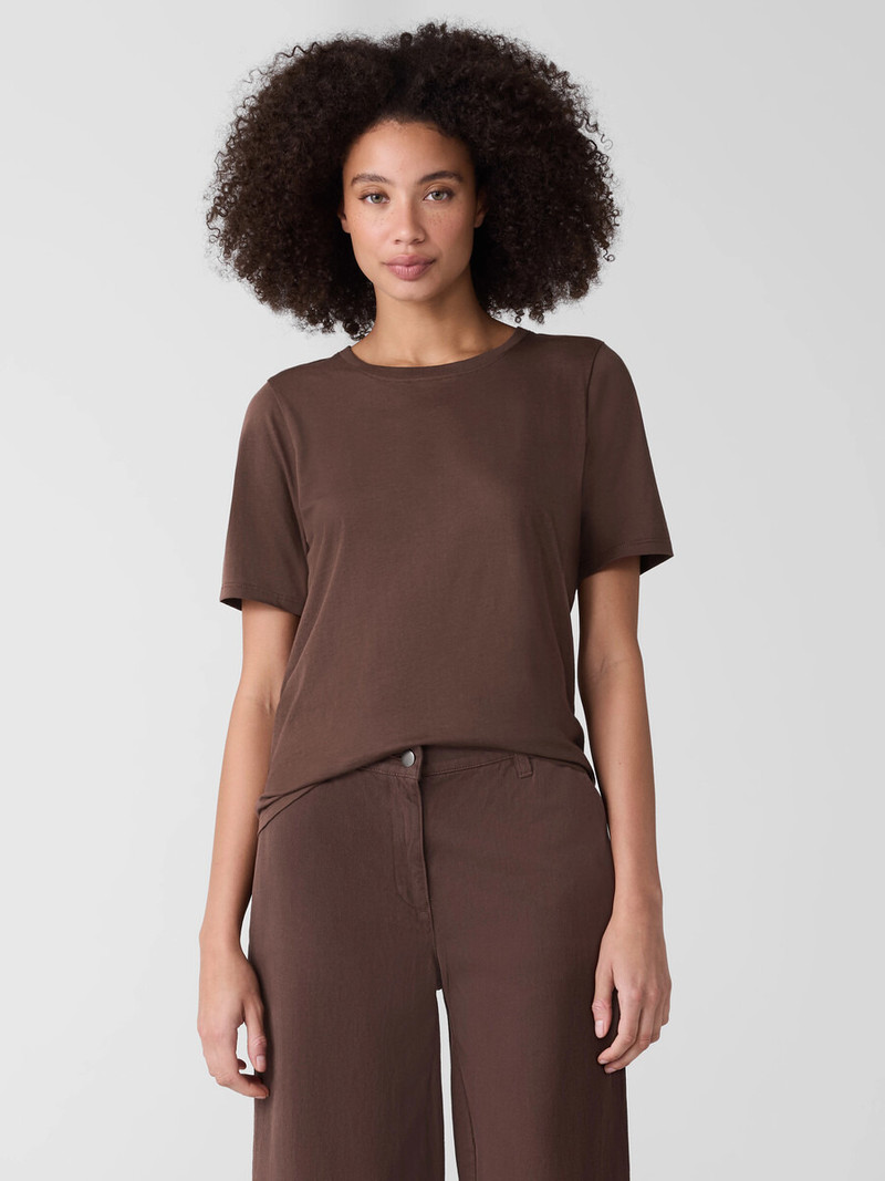 EILEEN FISHER Organic Pima Cotton Jersey Round Neck Tee outlook