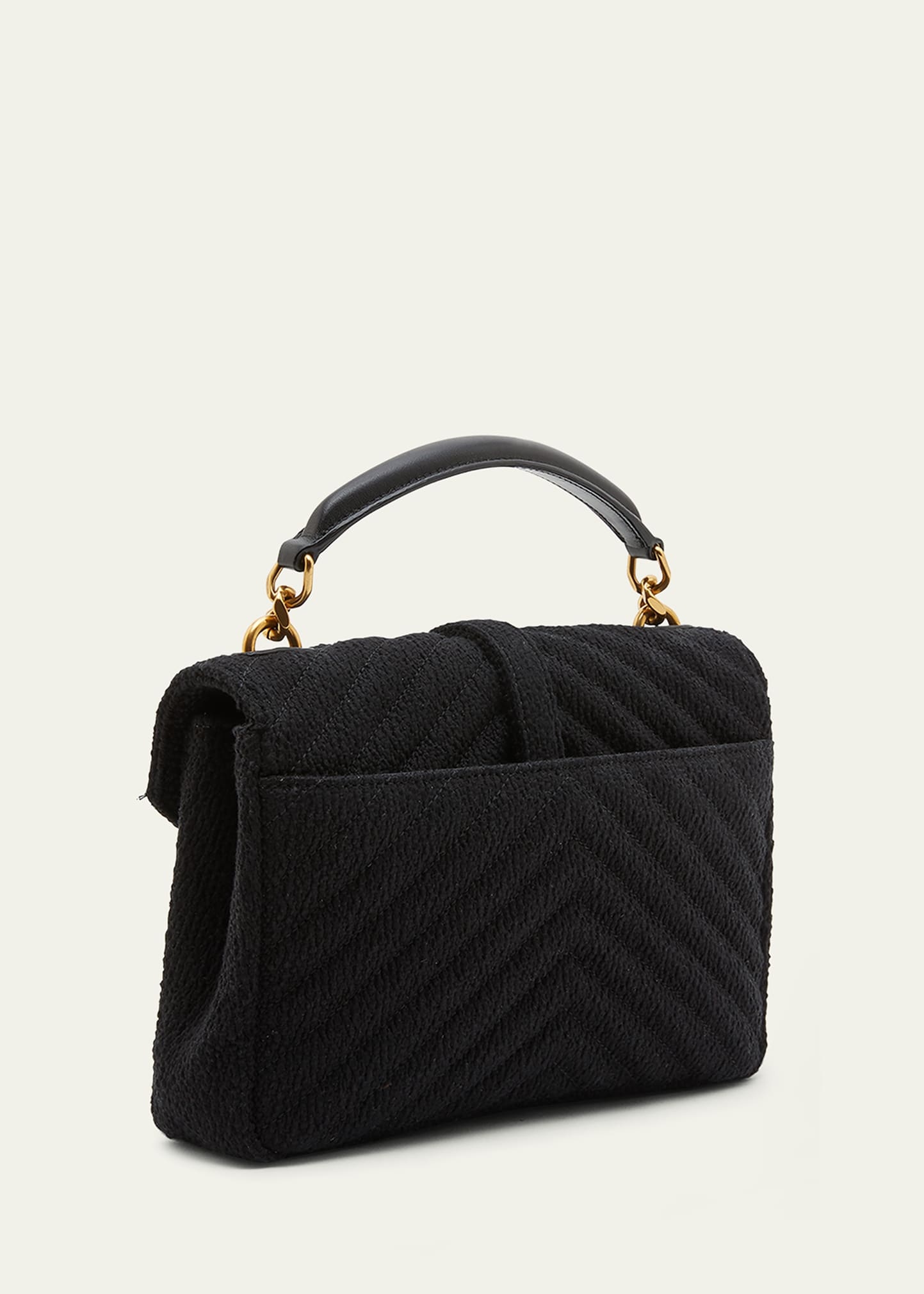 College Medium Flap YSL Shoulder Bag in Quilted Tweed - 3