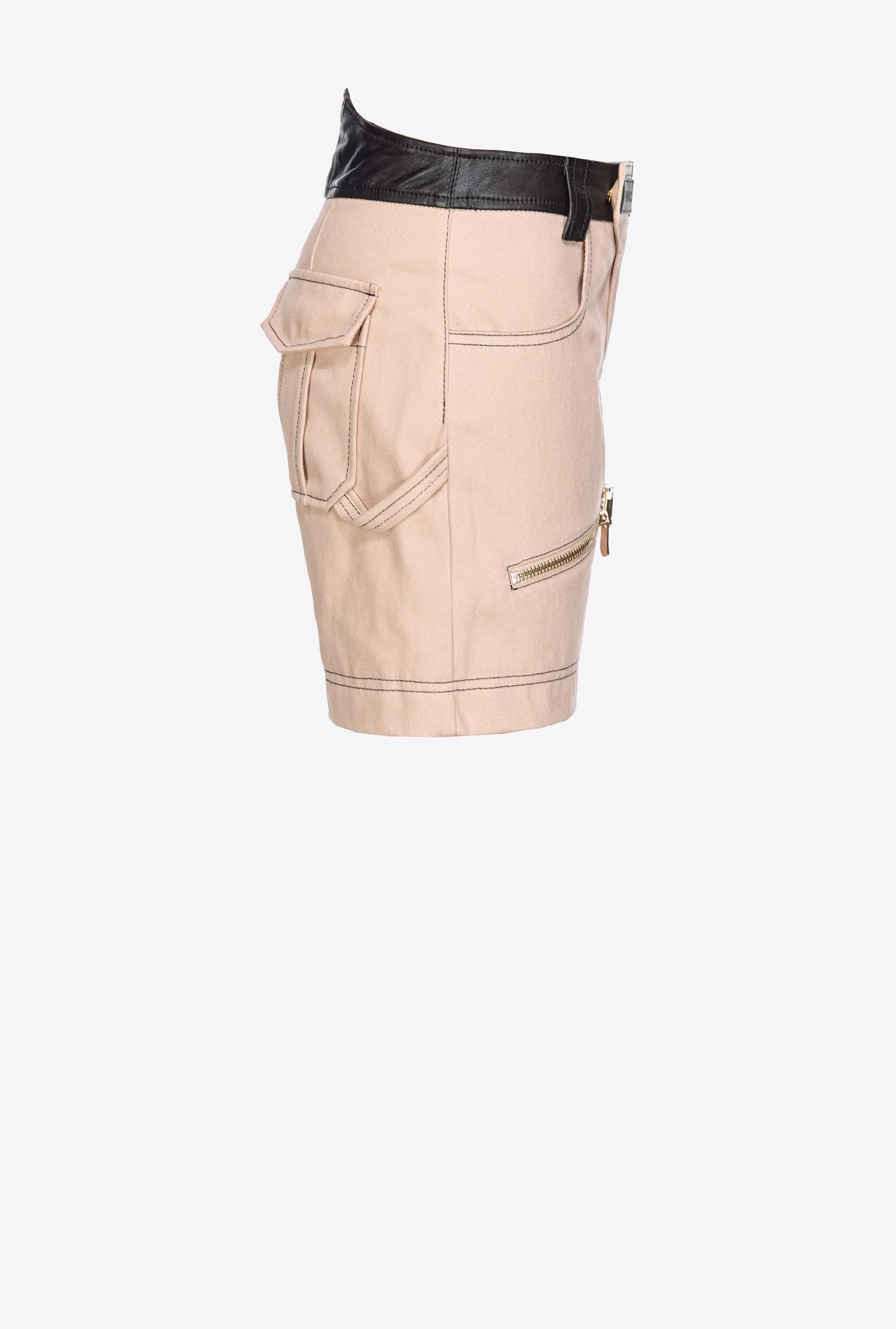 COTTON AND LEATHER SHORTS - 7