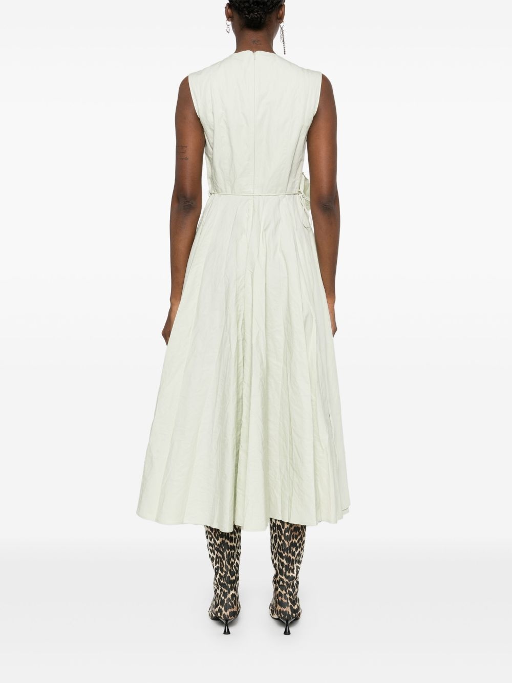 wrinkled cotton midi dress - 4