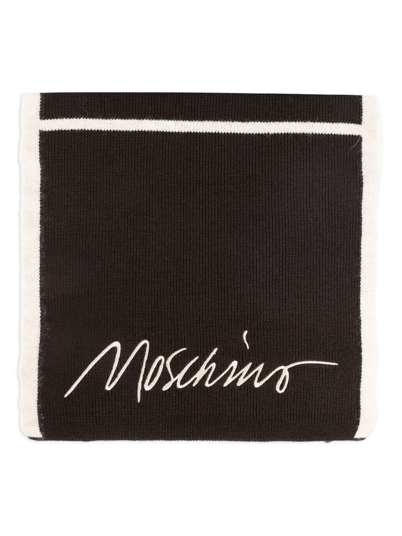 embroidered striped wool-blend scarf 1