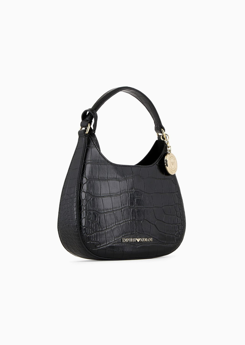EMPORIO ARMANI Small mock croc hobo bag outlook