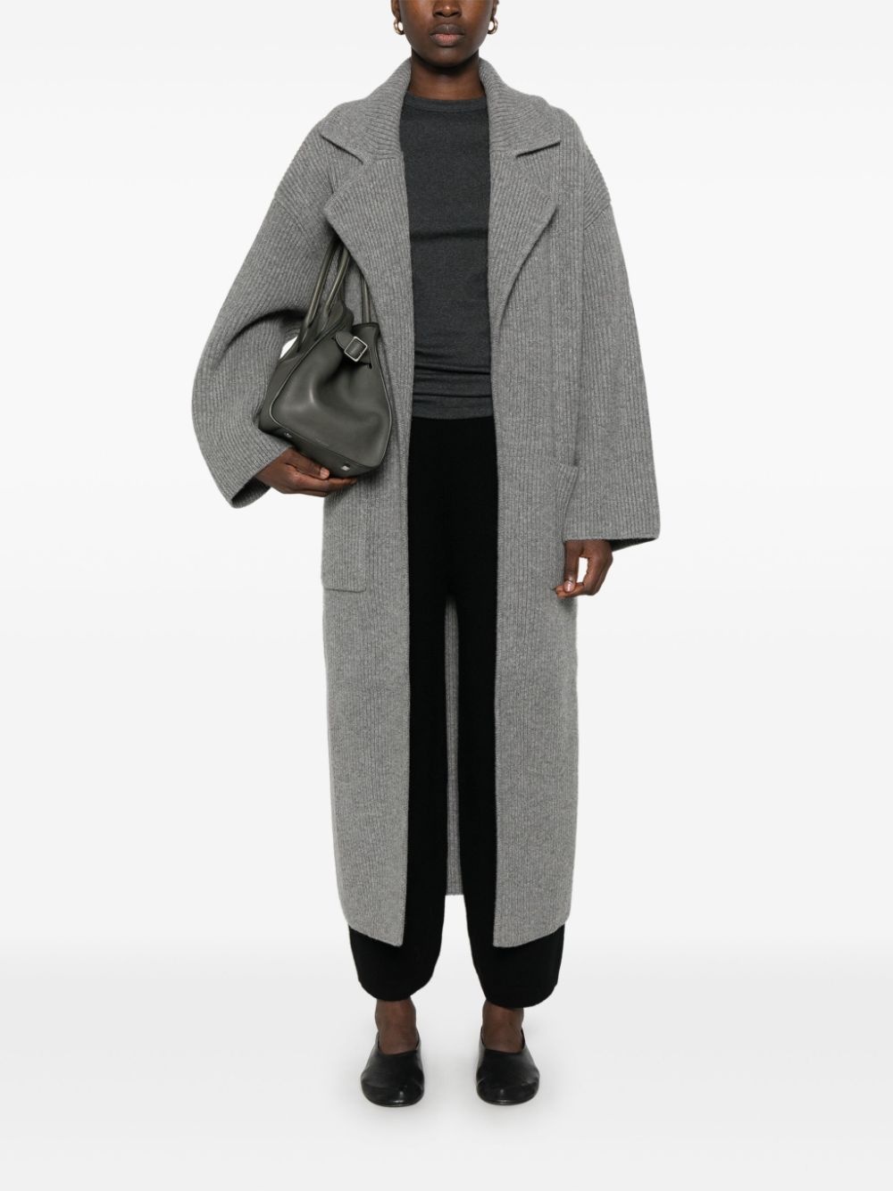 ribbed-knit cardi-coat - 2