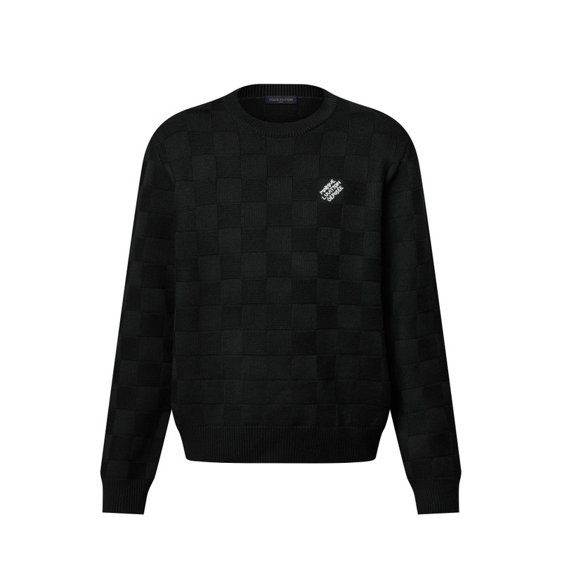 Embellished Wool Damier Pullover 1