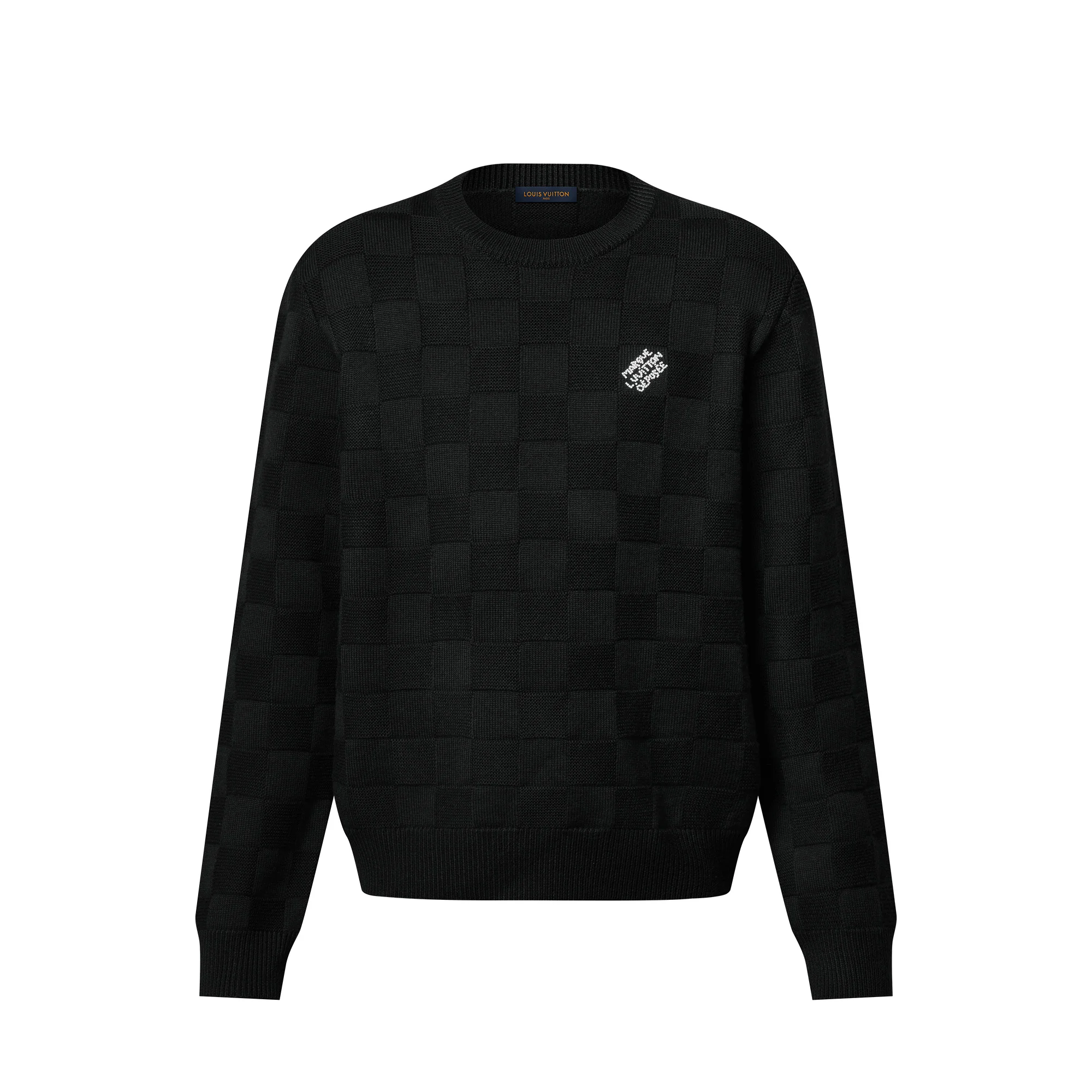 Embellished Wool Damier Pullover - 1