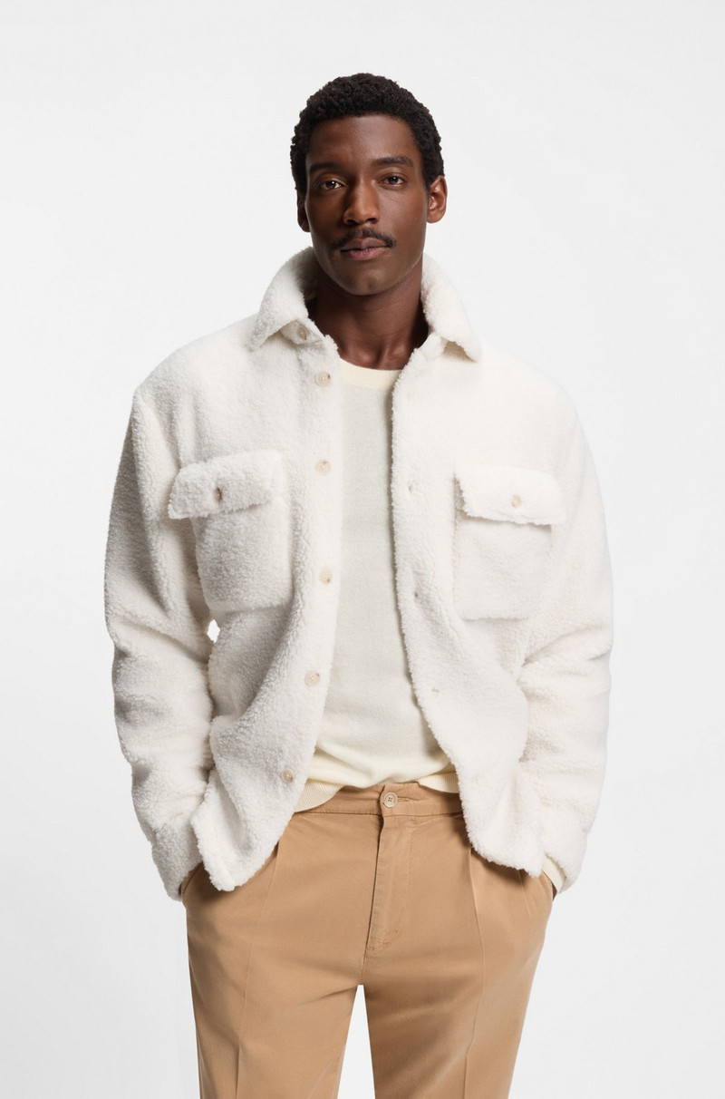 BOSS X STEIFF RELAXED-FIT OVERSHIRT IN TEDDY 2