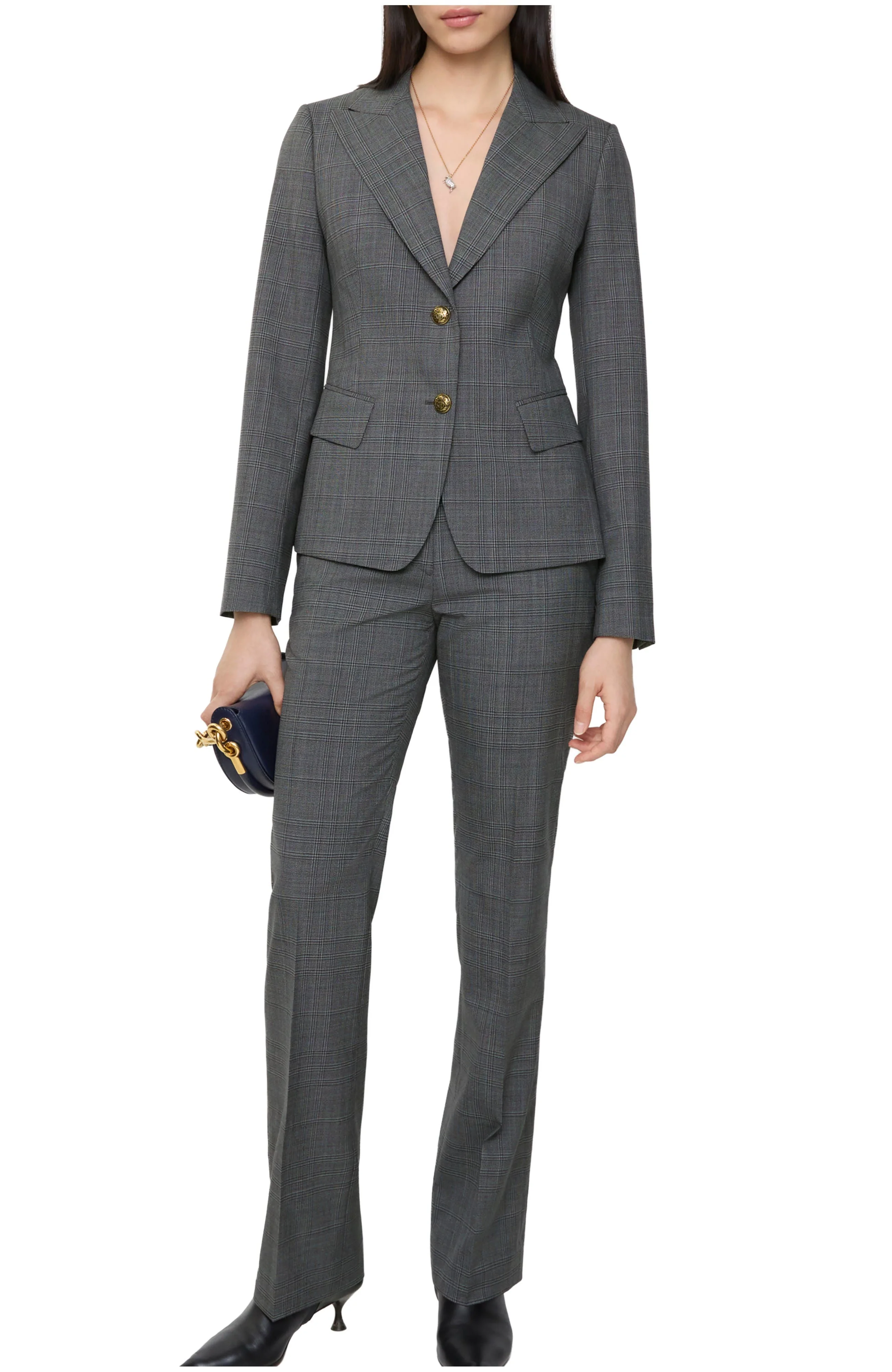 burberry Check Wool Tailored Trousers in Silhouette Blue/granite Grey at Nordstrom - 1
