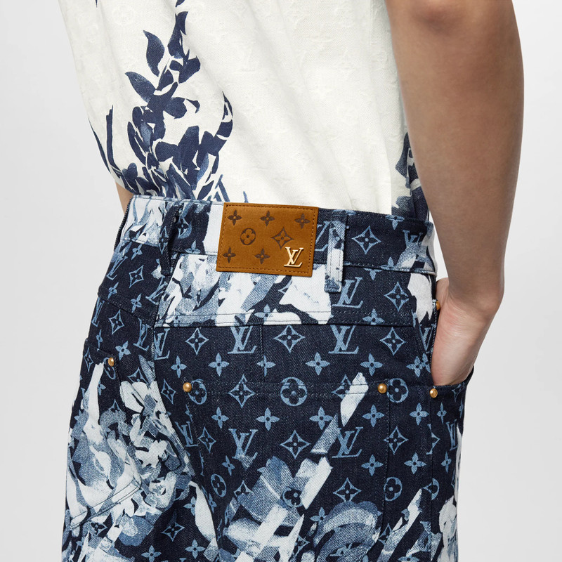 Monogram Printed Denim Pants 2