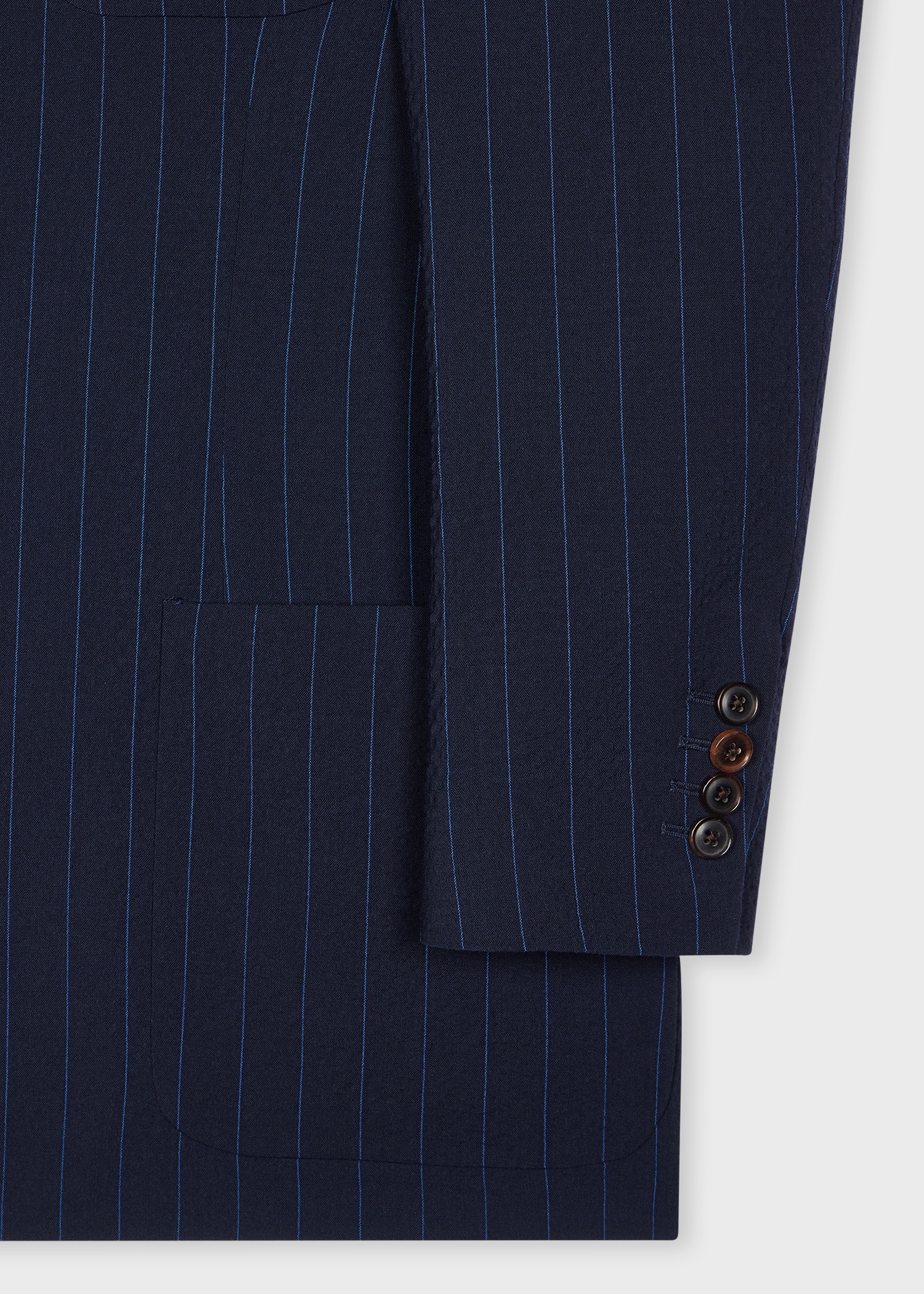 Navy Pinstripe Wool Seersucker Suit - 3