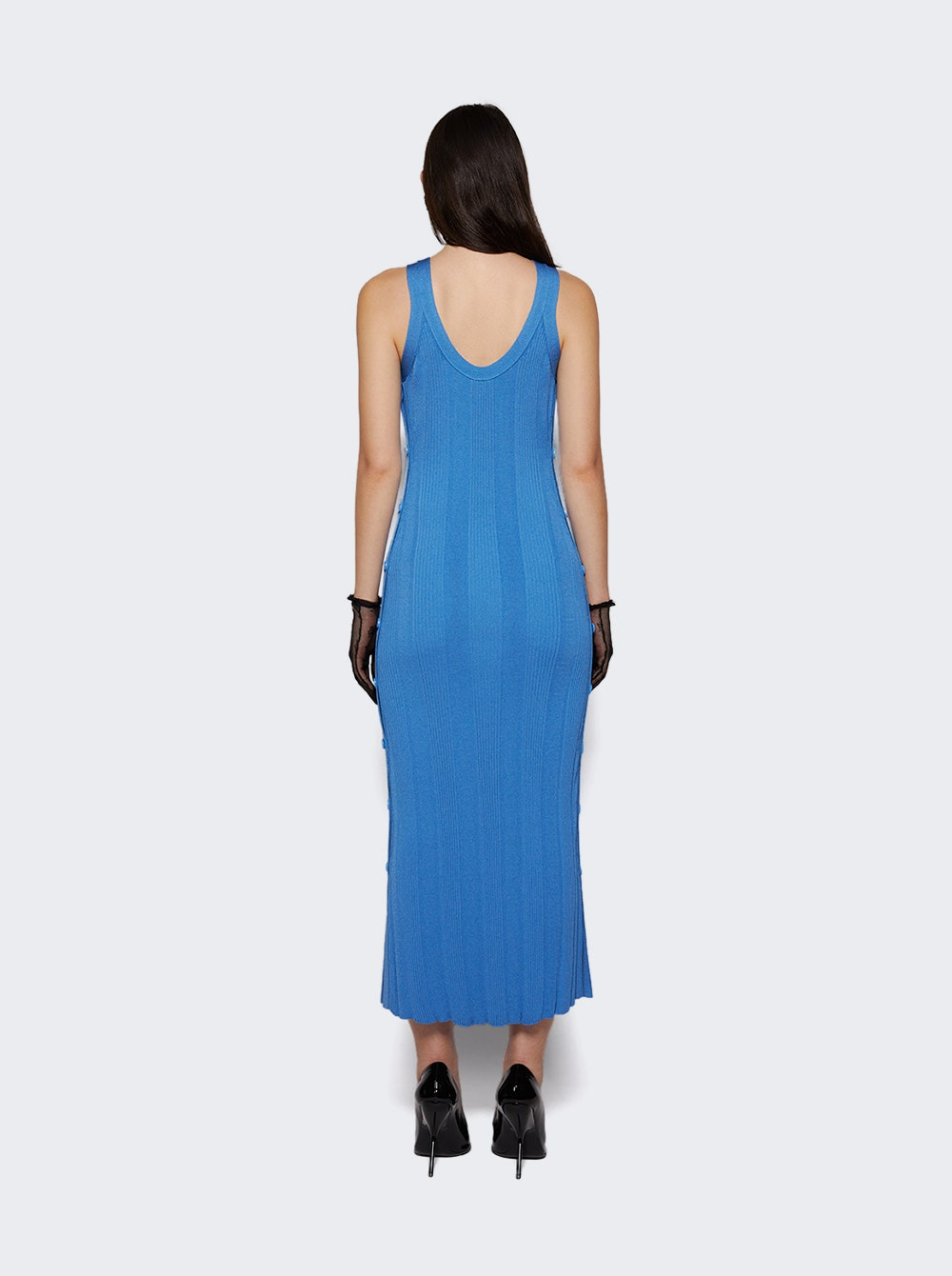 Ellis Dress In Column Rib Blue - 4