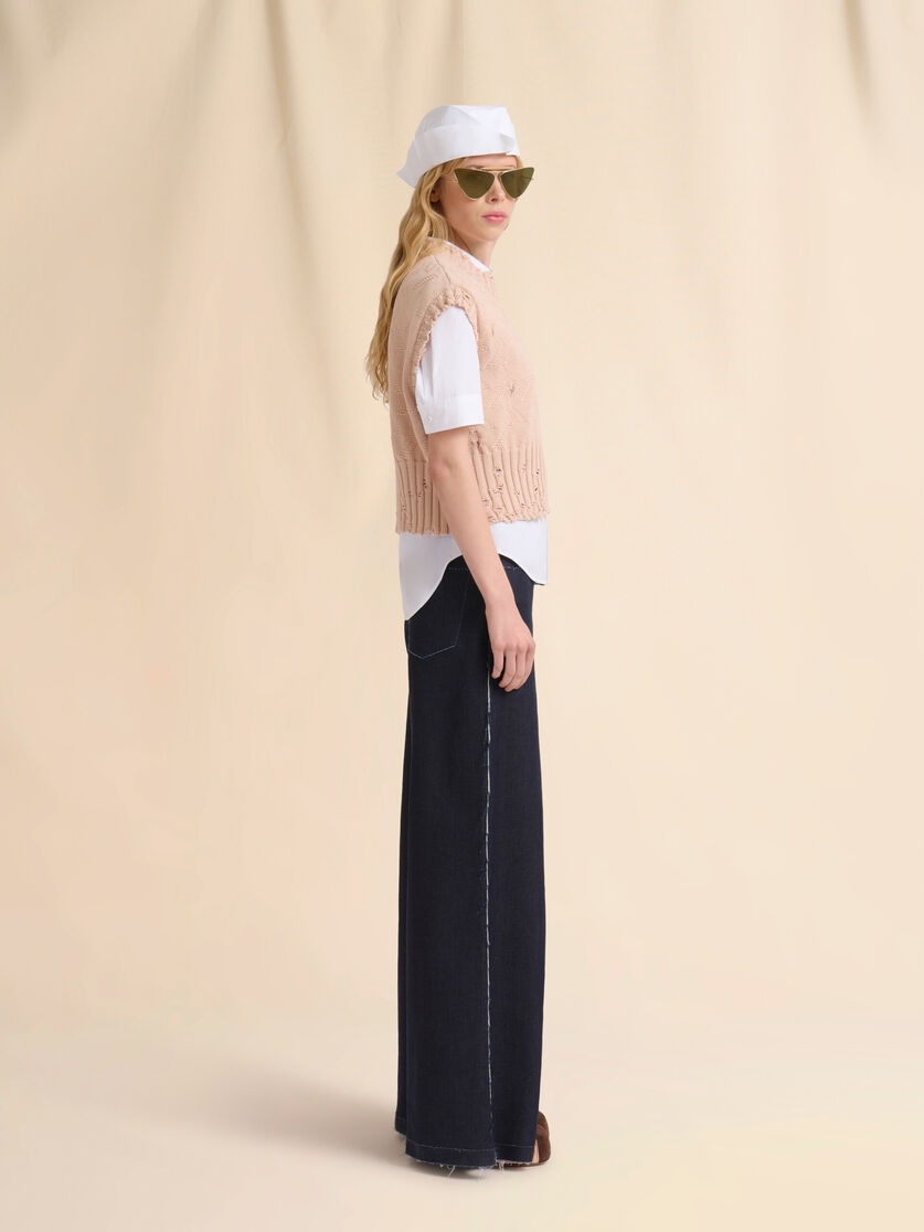PALE PEACH DISHEVELLED COTTON VEST - 5