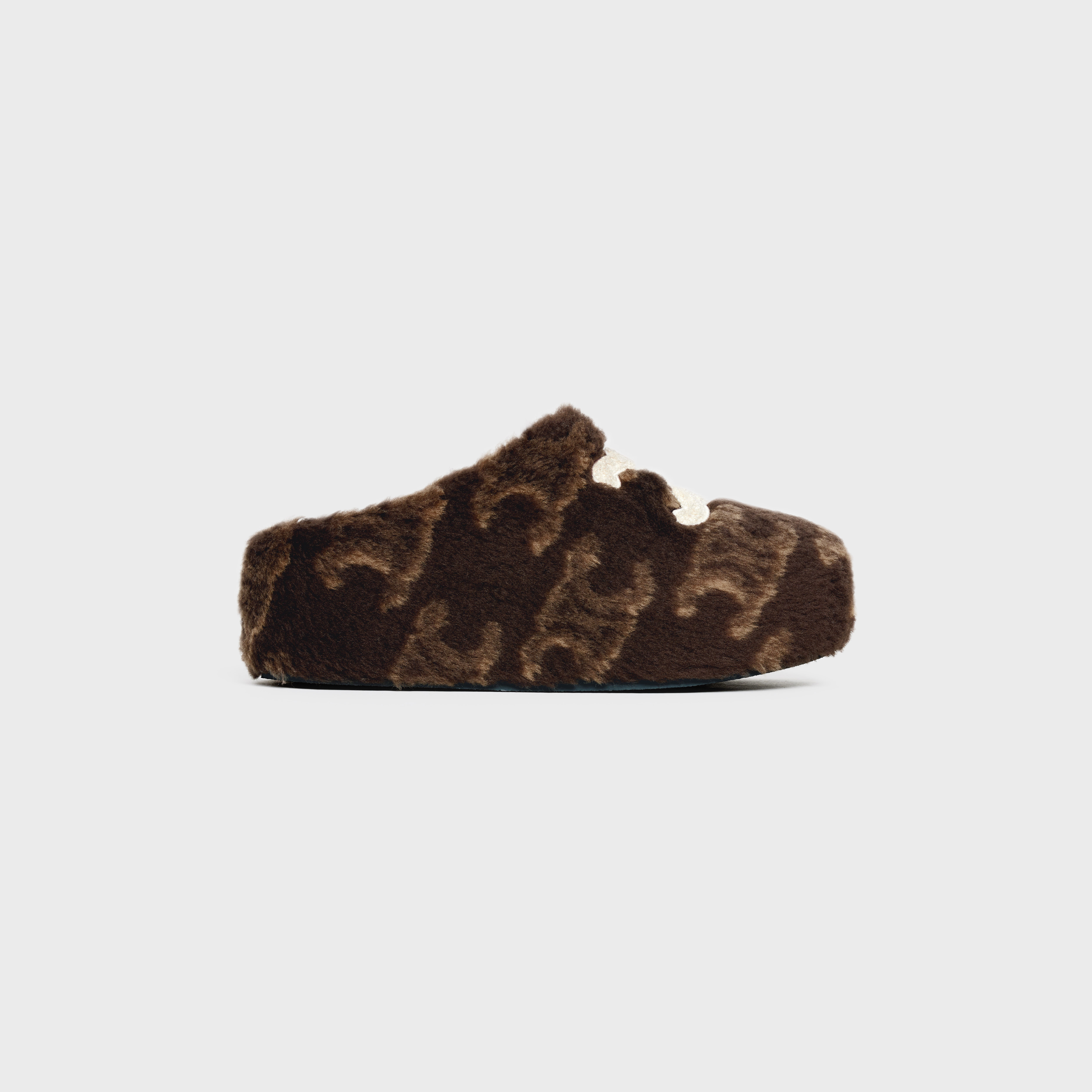 CELINE FUR MULE in WOOL TRIOMPHE JACQUARD - 1