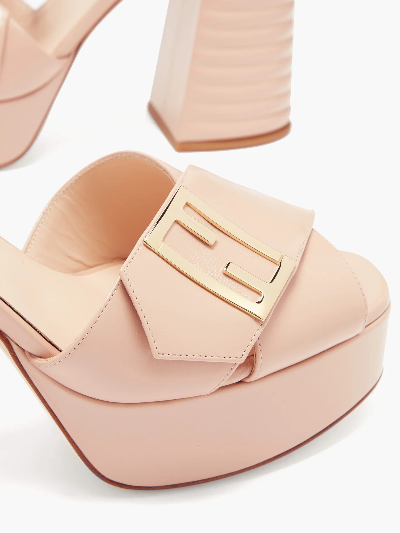 Promenade cross-strap leather platform sandals - 6