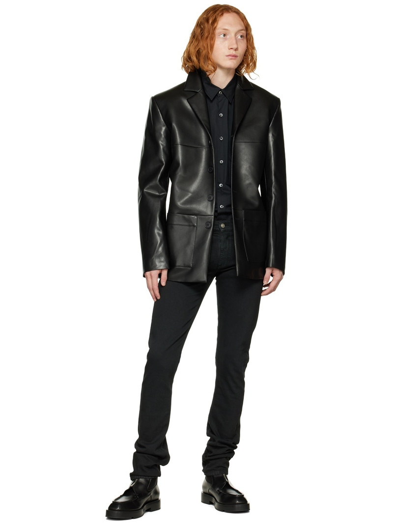 MISBHV Black Davide Faux-Leather Blazer outlook
