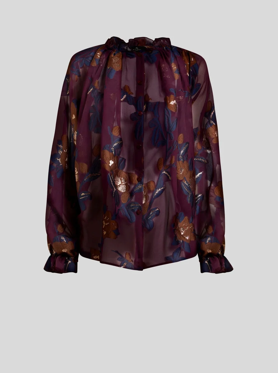 SILK-BLEND JACQUARD SHIRT WITH FIL COUPÉ FLOWERS - 1