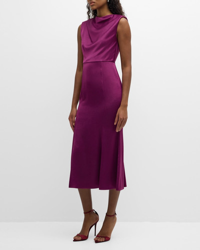 ROLAND MOURET Draped Satin Crepe Sleeveless Midi Dress outlook