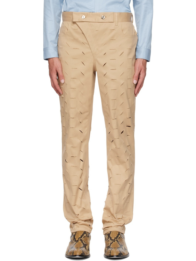 Beige Slashed Trousers 1