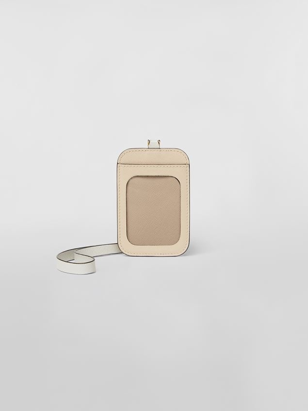 TRI-COLOURED BADGE HOLDER IN SAFFIANO LEATHER - 1