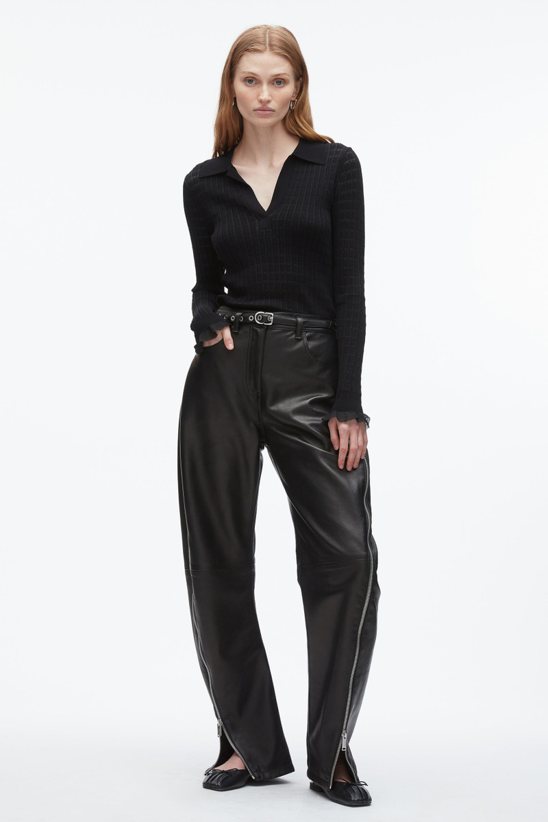 Leather Barrel Jean with Zippers 1