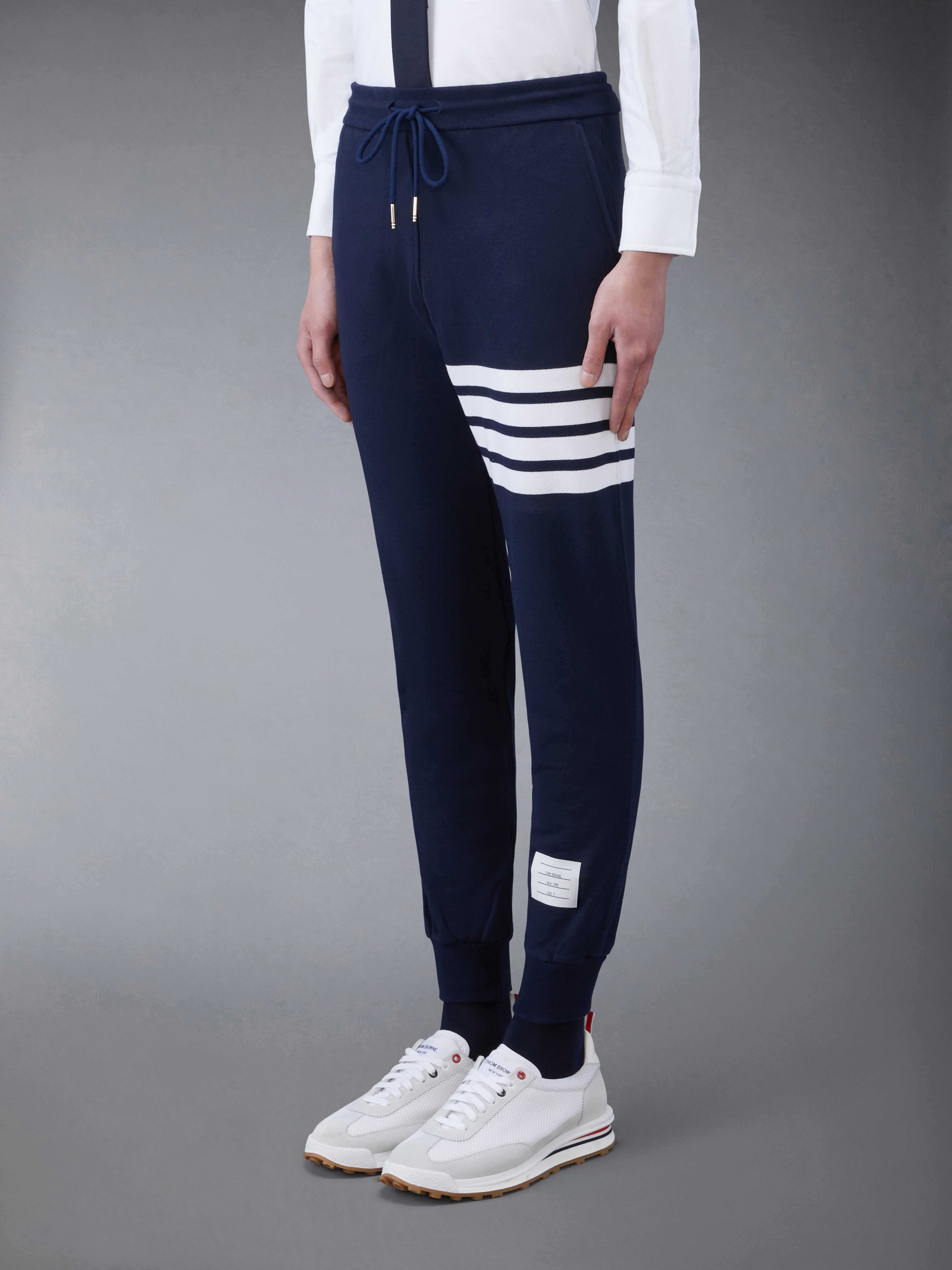 Navy Cotton Loopback Knit Engineered 4-bar Sweatpant - 2