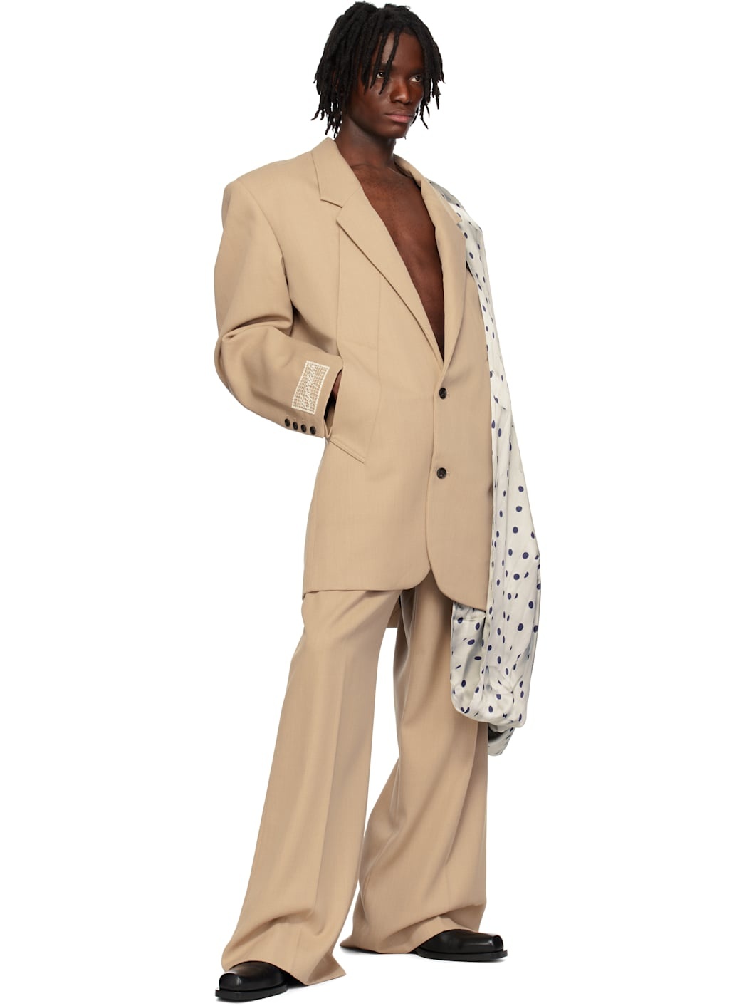Beige Oversized Blazer - 4