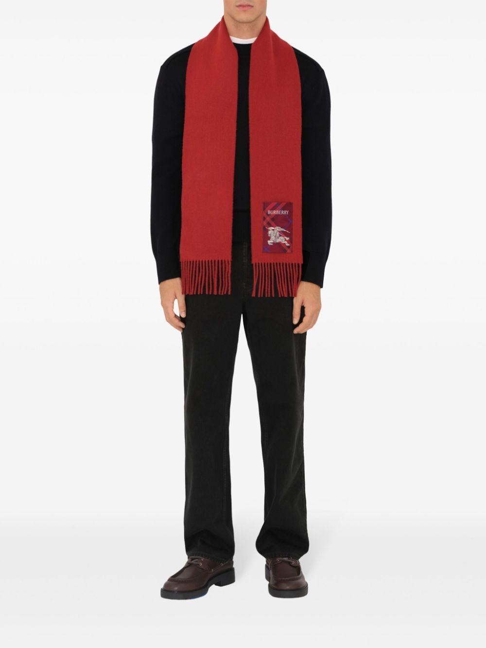 check-label cashmere scarf - 6