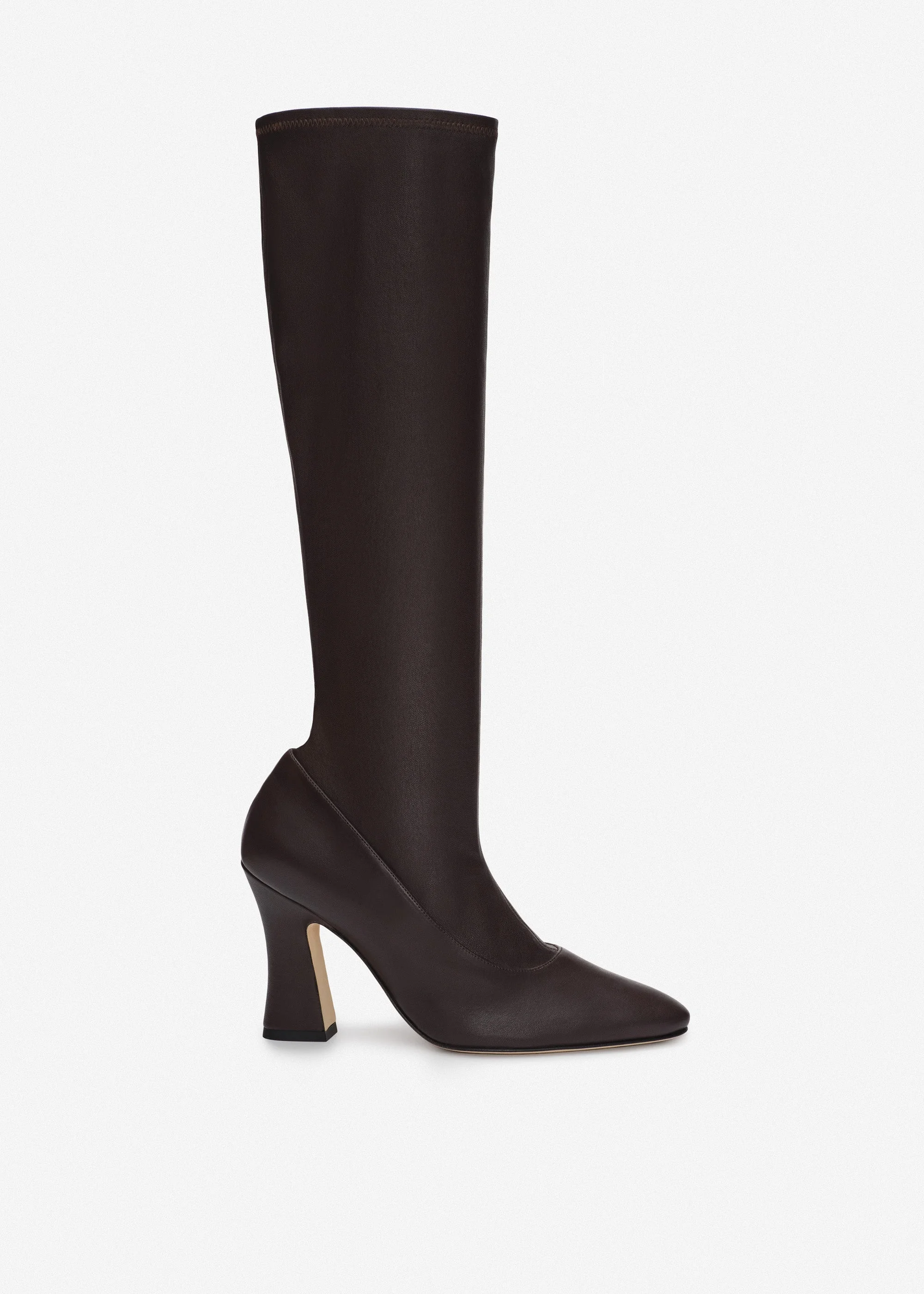 Thick heel leather boots in brown - 1