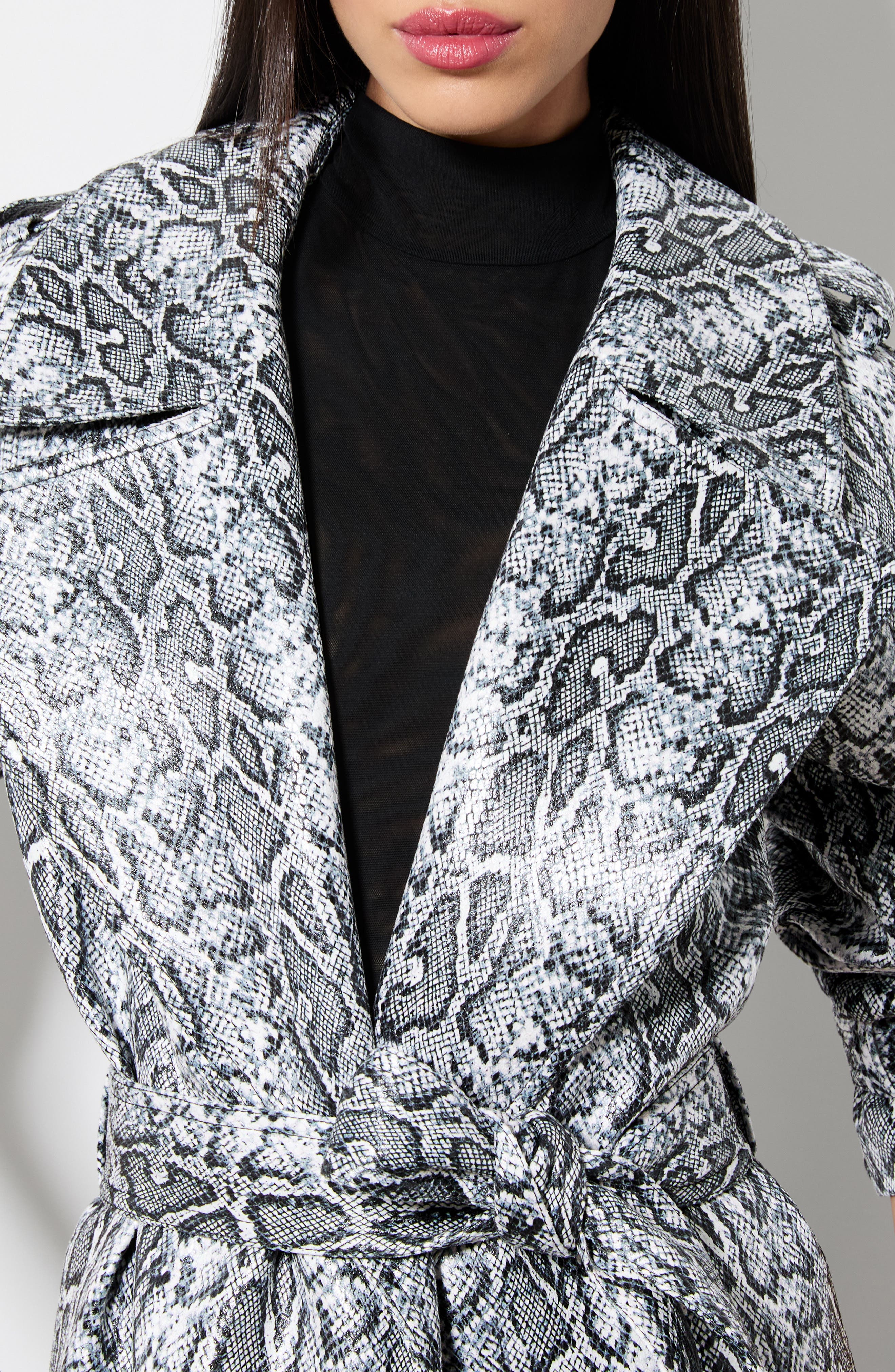 Alice + Olivia Jarret Snakeskin Print Coat in Off White/Black Python at Nordstrom - 3