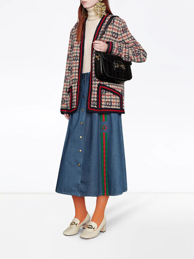 GUCCI Interlocking G Web denim midi-skirt outlook