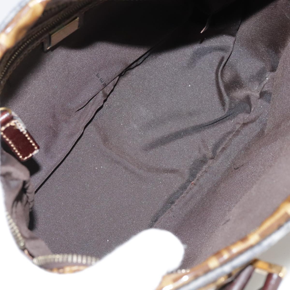 FENDI Zucchino Canvas Hand Bag Brown Gold - 11