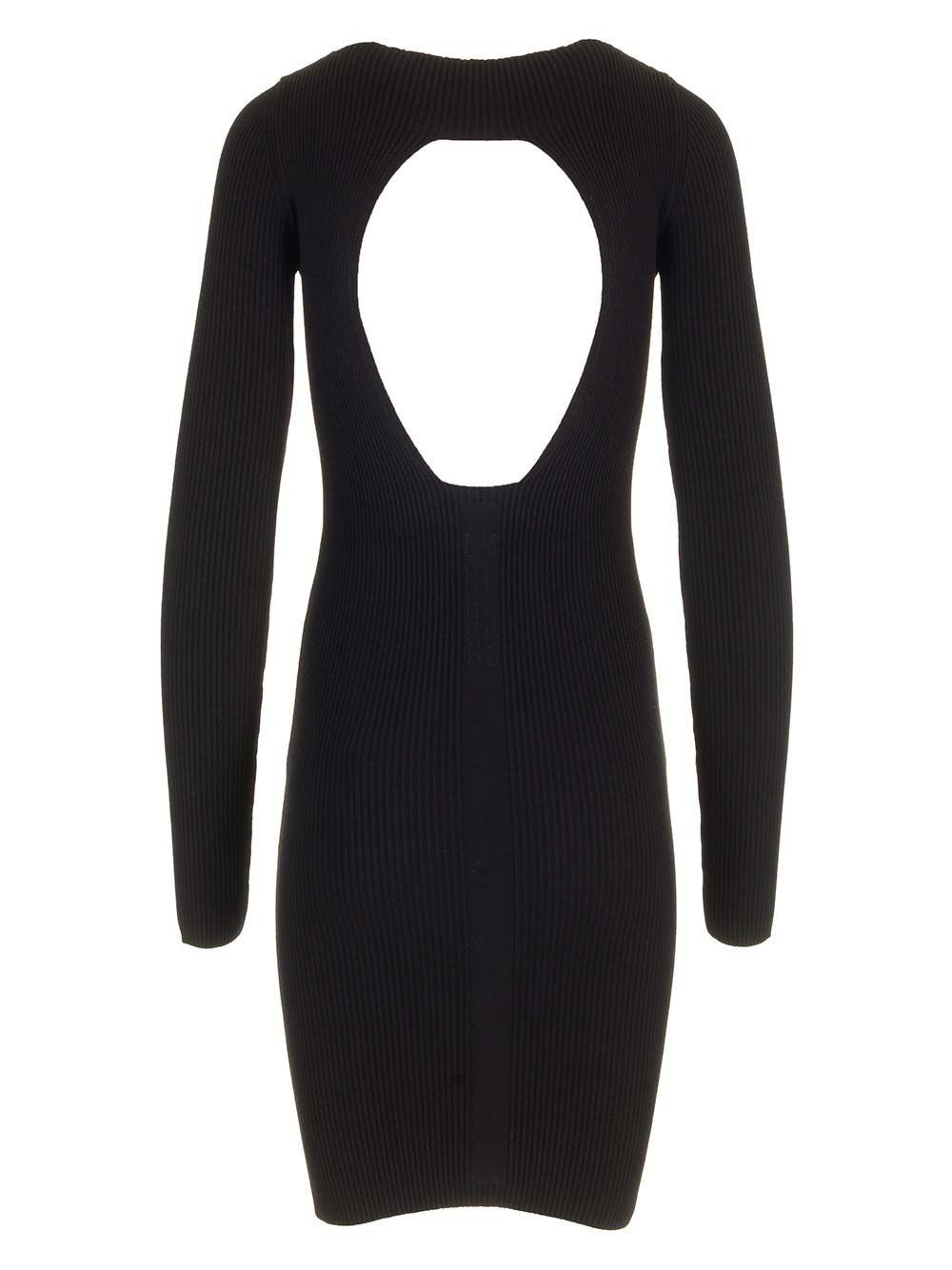Ribbed Viscose Dress Dresses Black - 2