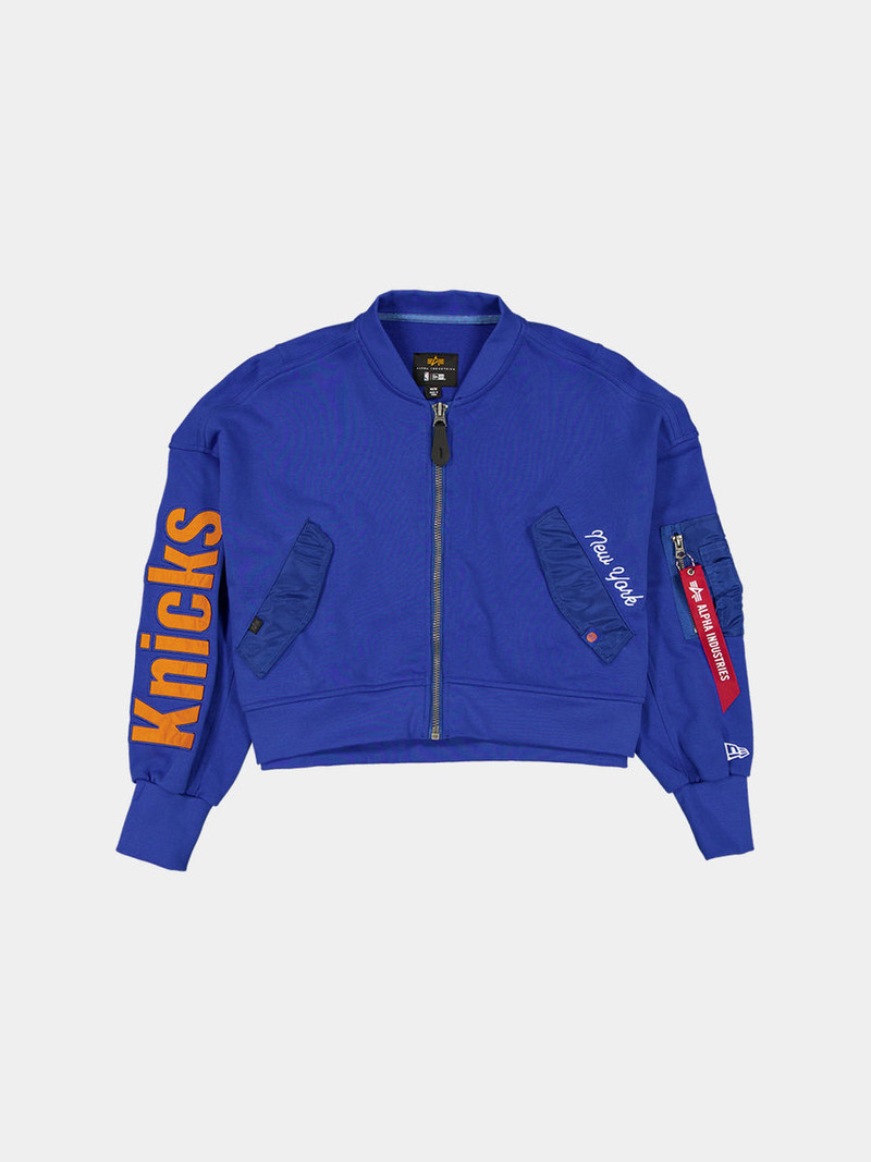 NEW YORK KNICKS X ALPHA X NEW ERA L-2B FRENCH TERRY JACKET WOMENS 1