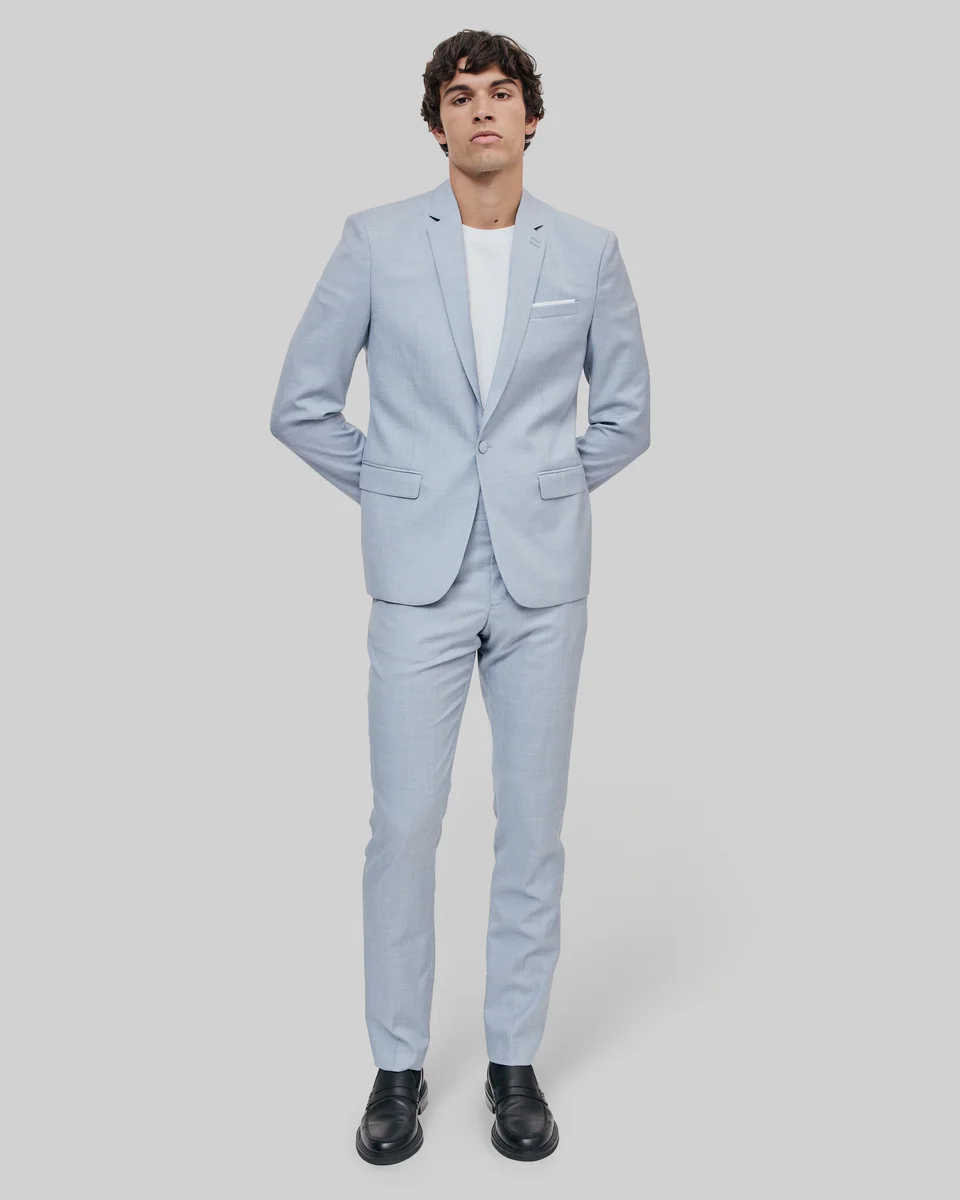 BLUE SLIM FIT WOOL SUIT JACKET - 1