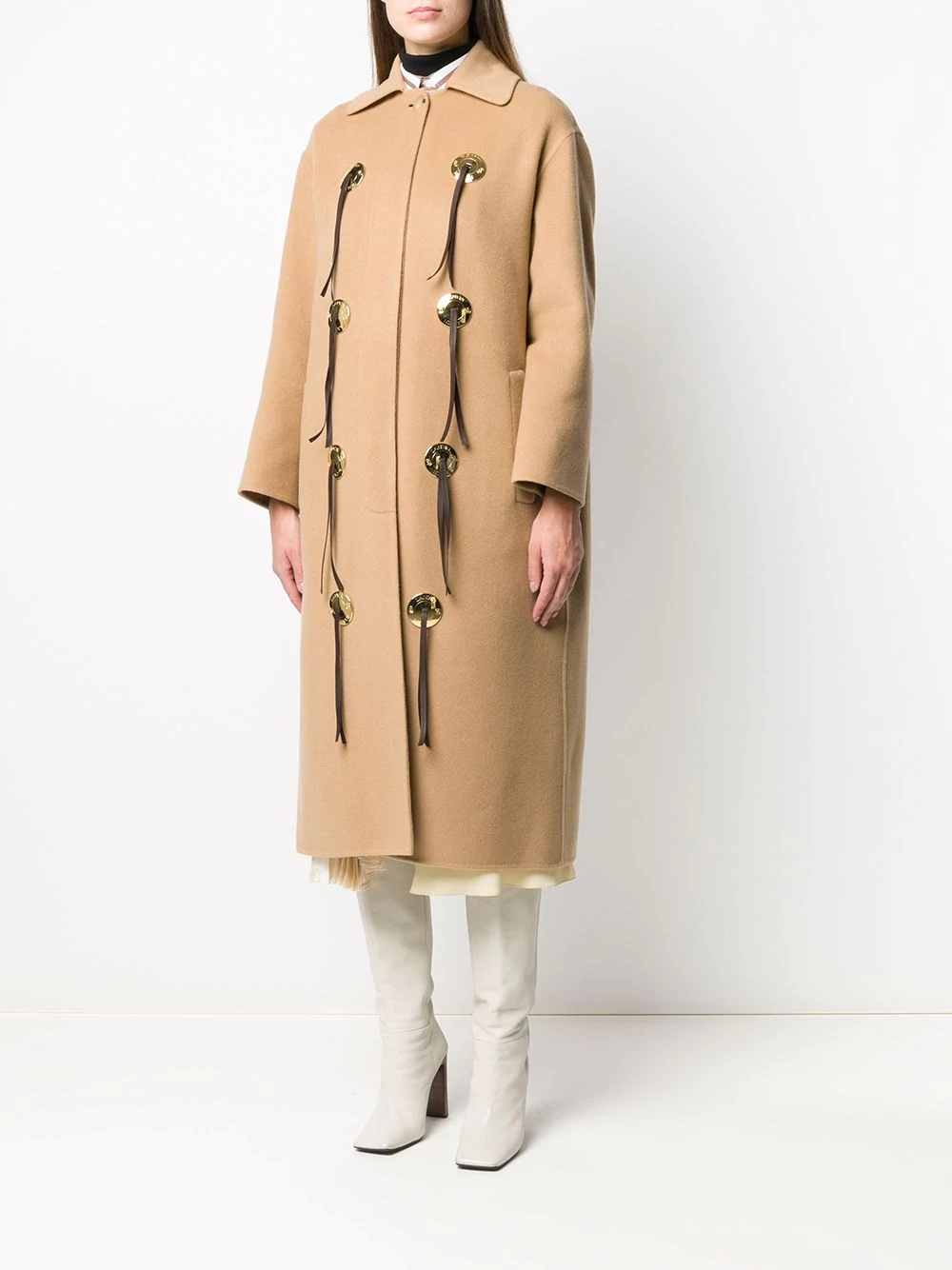 mid-length button-detail coat - 3