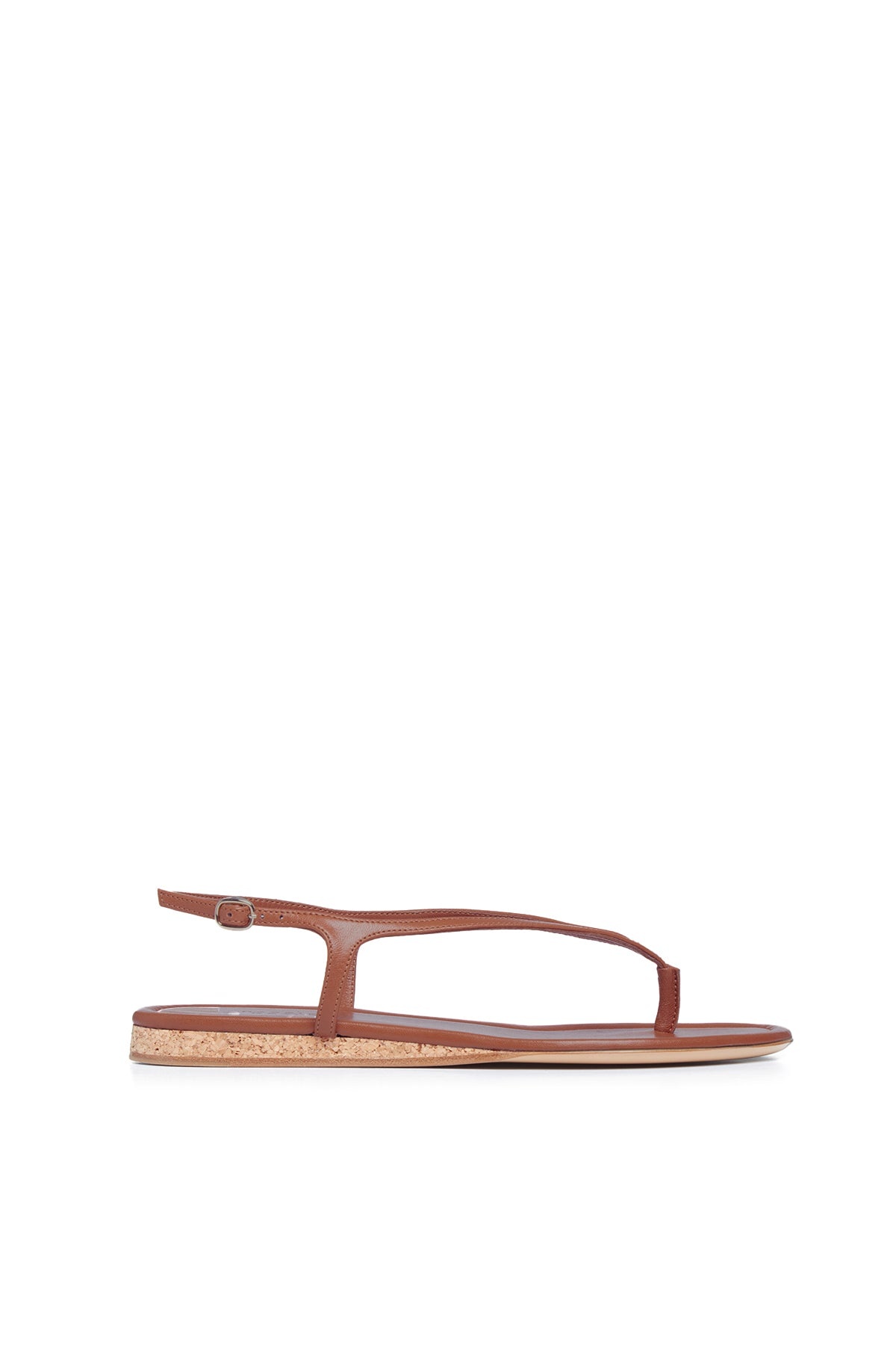 Gia Flat Sandal in Cognac Leather - 1