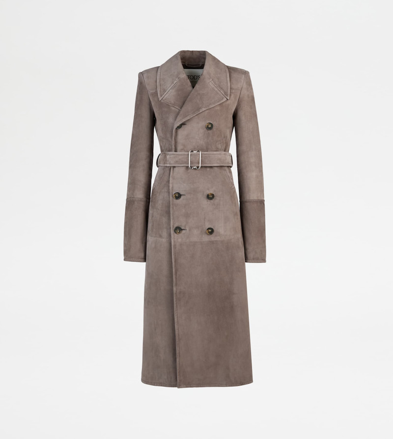 TRENCH COAT IN PASHMY SUEDE - BROWN 1