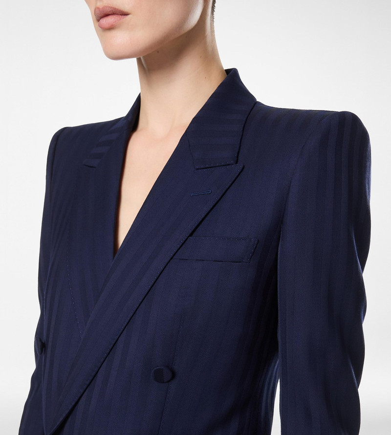 TOM FORD TONAL STRIPE VIRGIN WOOL DOUBLE BREASTED PEAK LAPEL JACKET outlook