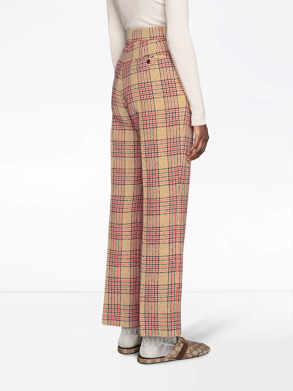 straight-leg Prince of Wales print trousers - 4